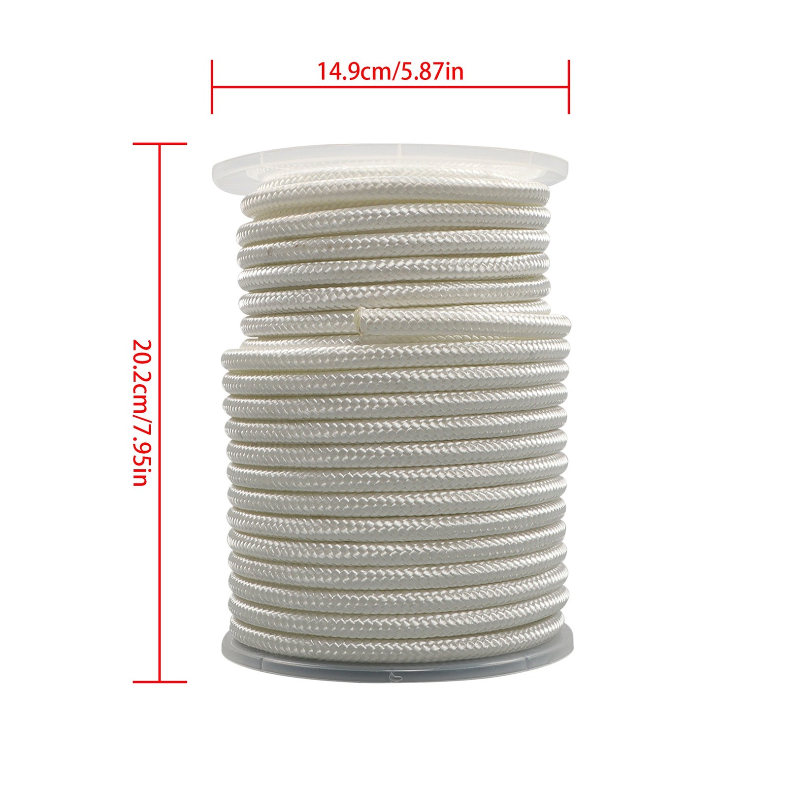 3/8 Inch Nylon Rope 100 Foot Spool 100% Nylon Solid Braid Rope Dyeable White New