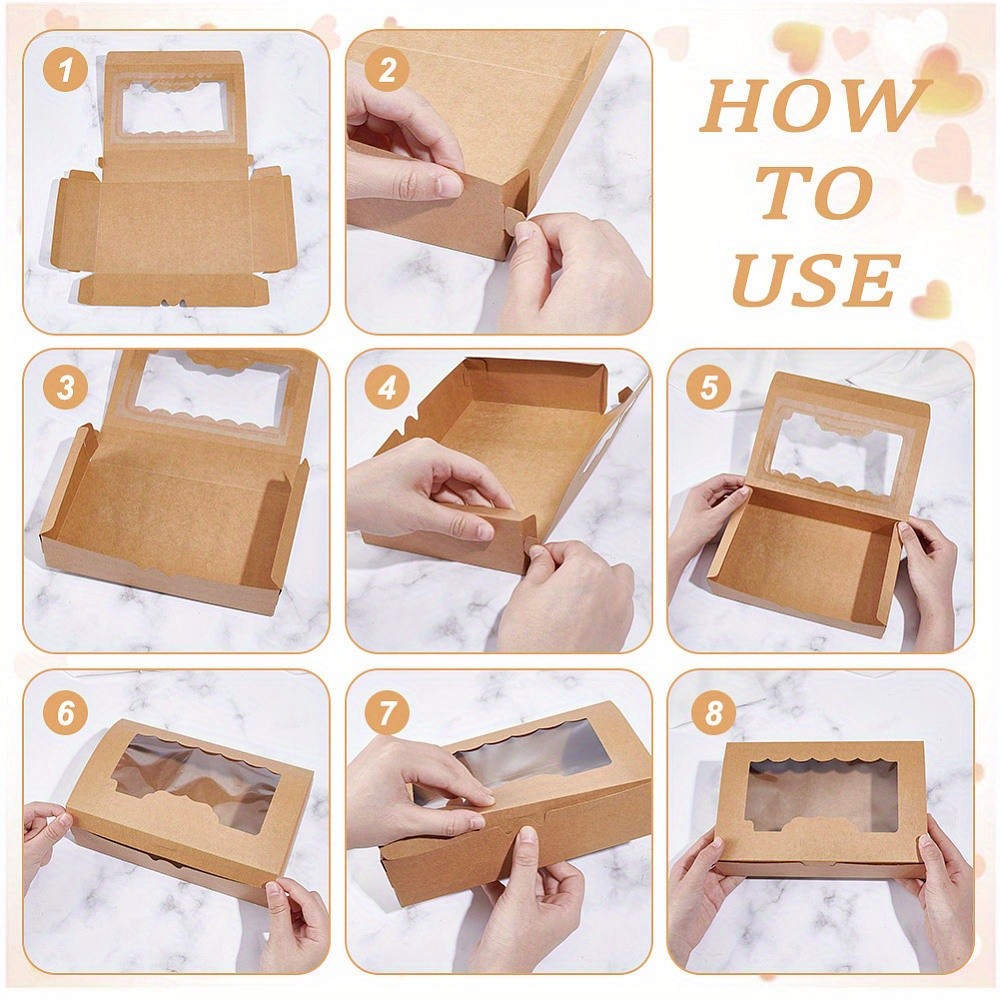 20pcs Folding Kraft Paper Mini boxes with Visible Window Gift Package Supplies