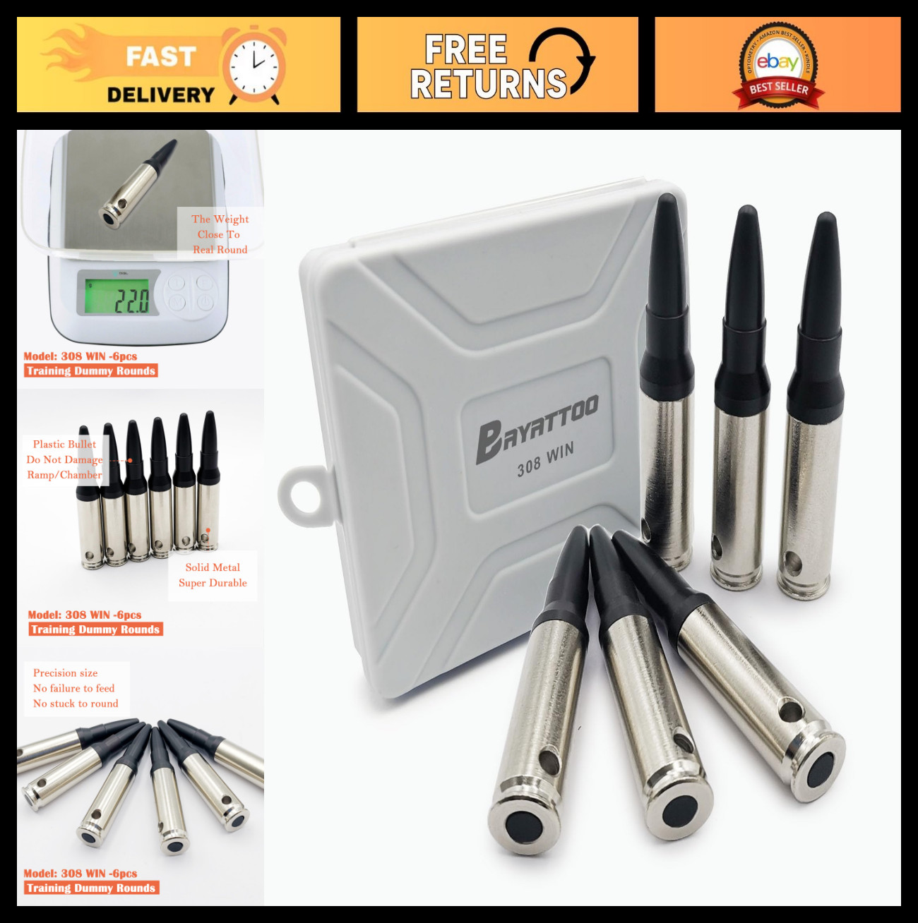 Steel Safety Practice Rounds - Action Trainer Dummy Rounds for Dry Fire Training