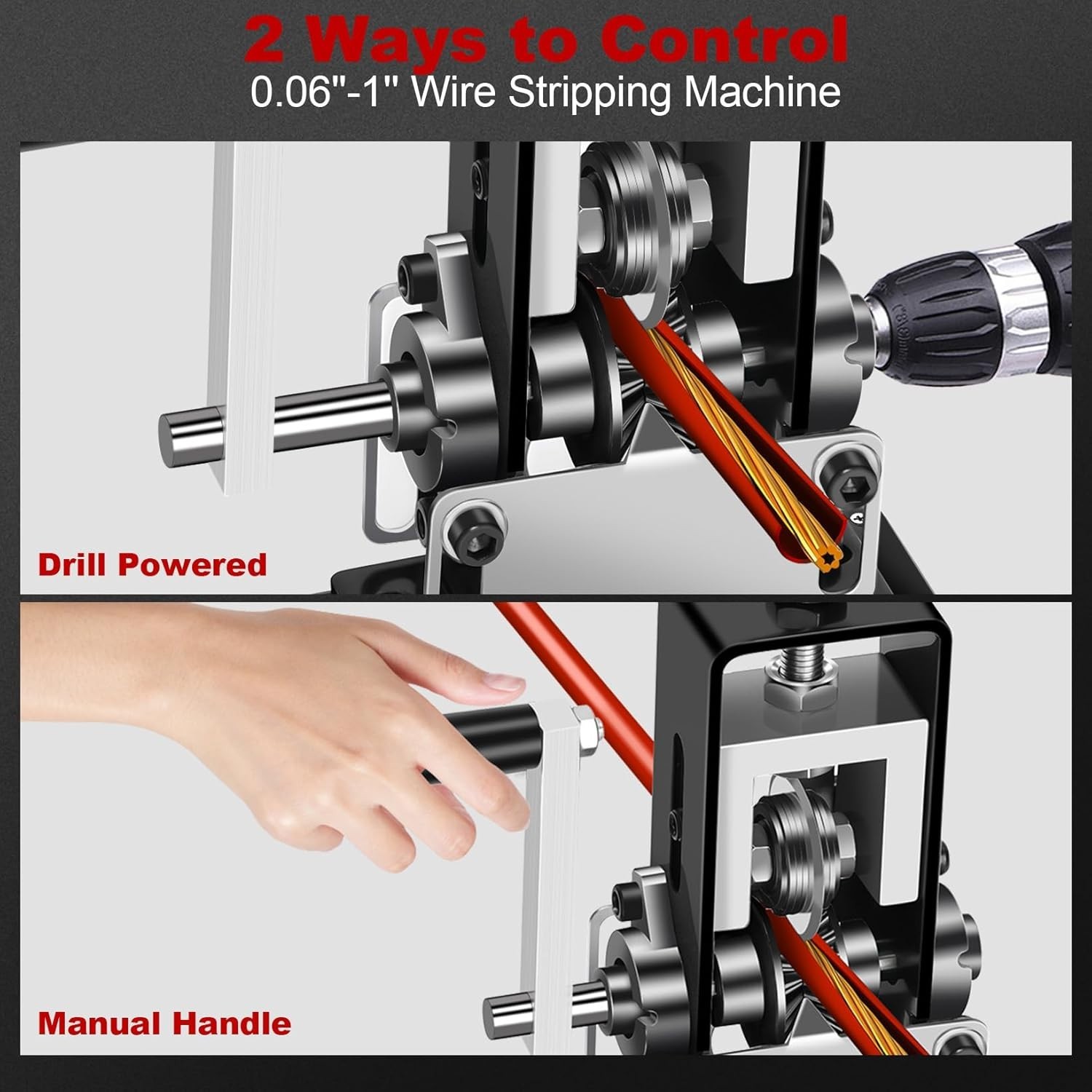 Manual Wire Stripping Machine with Drill Adapter & Crank for Scrap Copper