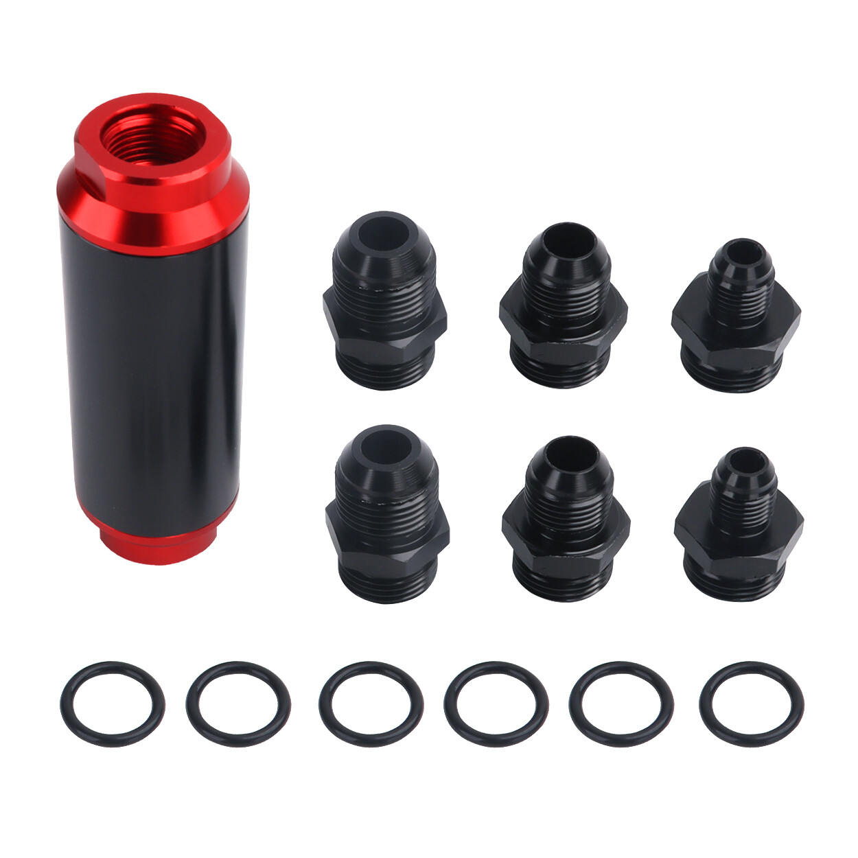 Universal Racing In-Line Fuel Filter With AN6 AN8 10 Fittings Adapter 40 Micron