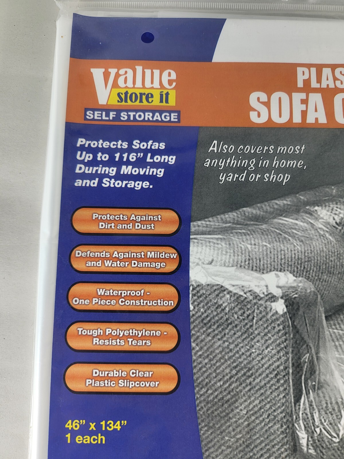 Value Store It Plastic Sofa Cover SS-9040PL Protects Sofas Up To 116"