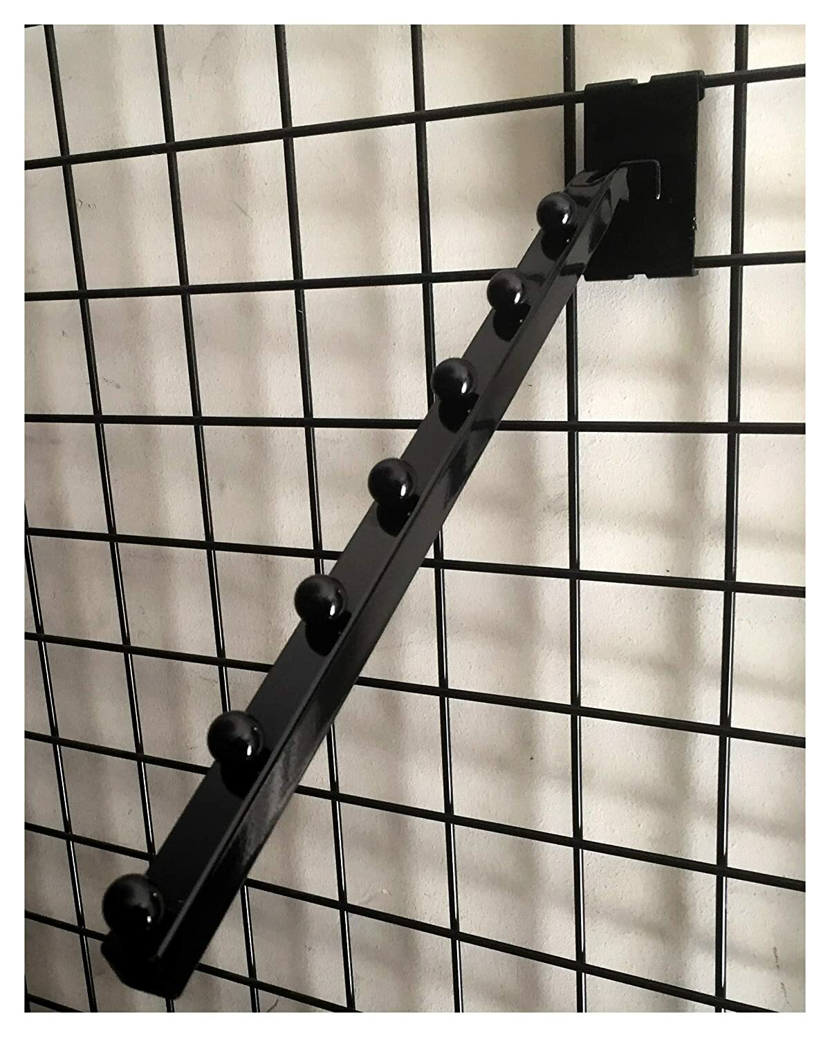 Set of 3 7-Ball Black Waterfall for Grid Panels Square Tube 18 Inches Long