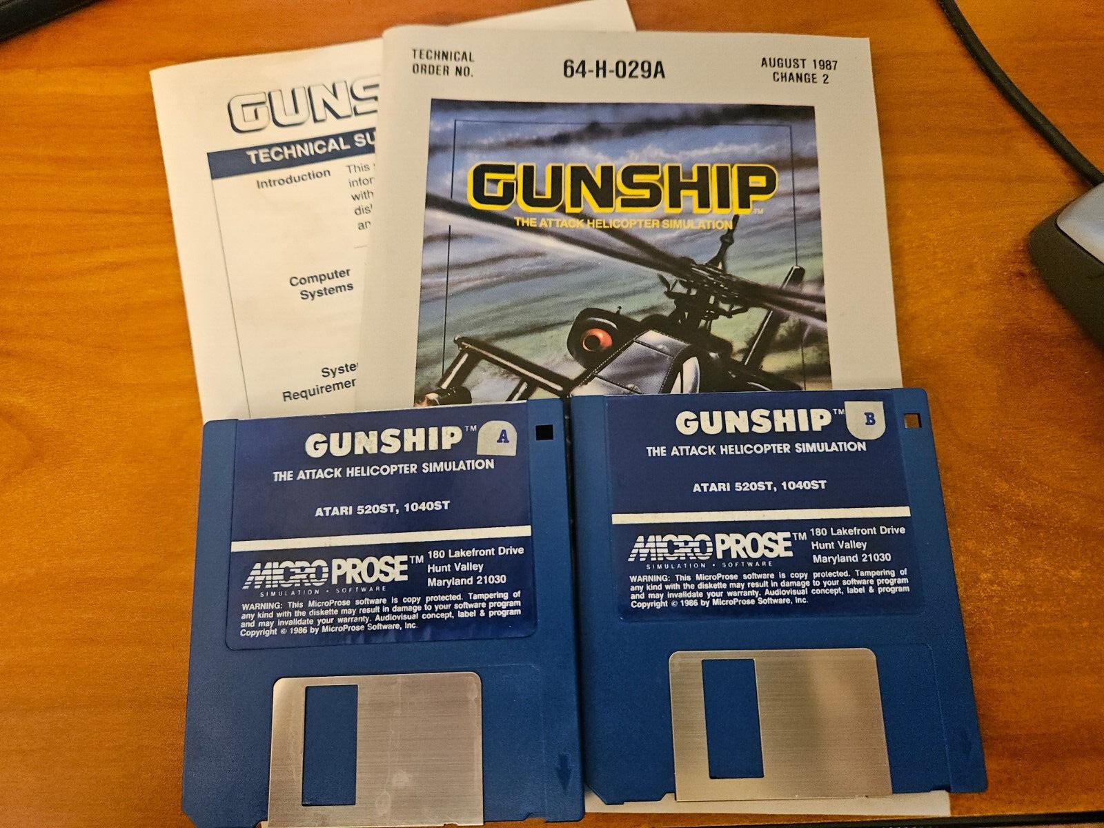GUNSHIP by MicroProse for Atari 520ST, 1040ST - No Box!