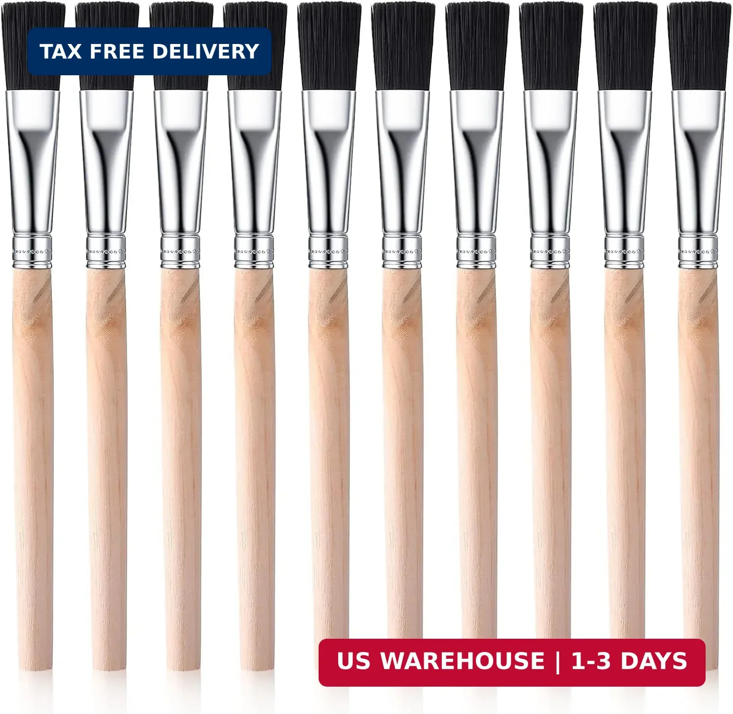 10 Pcs Small Paint Brush Flat Paint Brushes, Small Painting Brushes Bulk with Wo