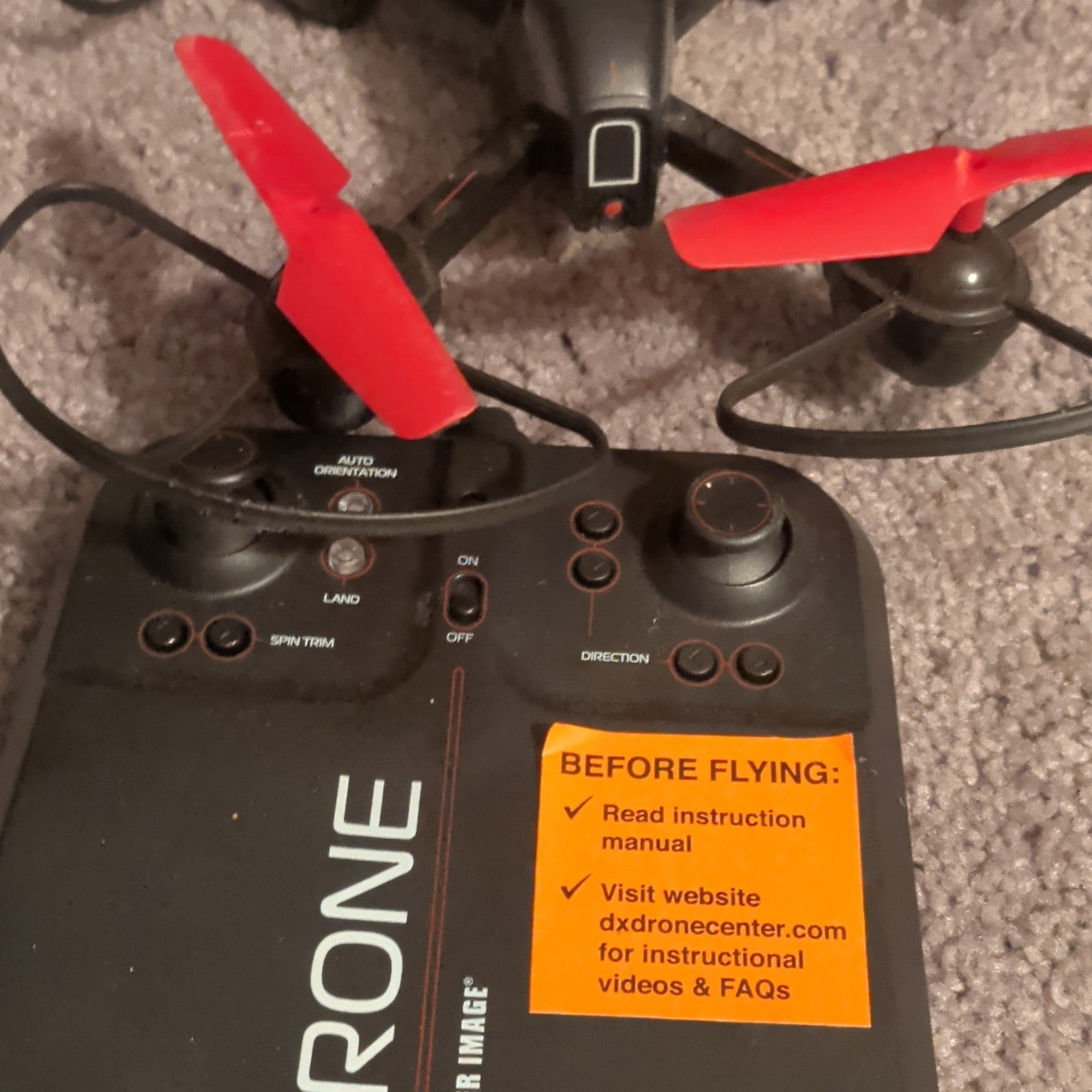DRONE Toy Grade Quadcopter w/ Remote Controller, Auto Orientation, Black/Red