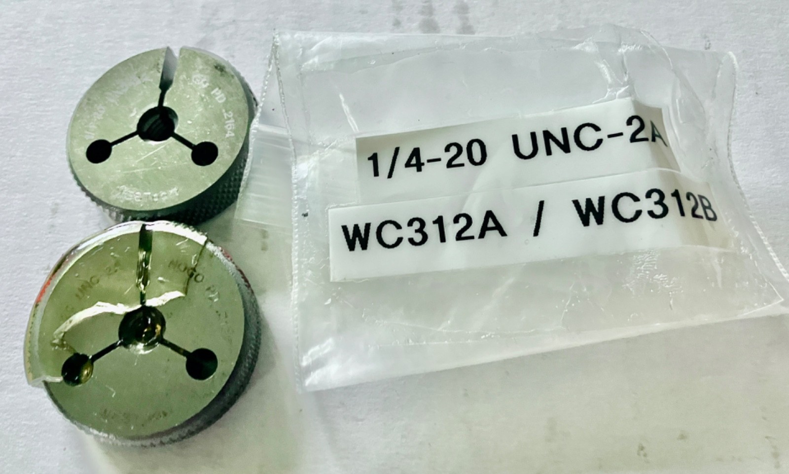 WESTPORT 1/4-20 UNC 2A THREAD RING GAGE GO NO GO P.D.'S = .2164 & .2127