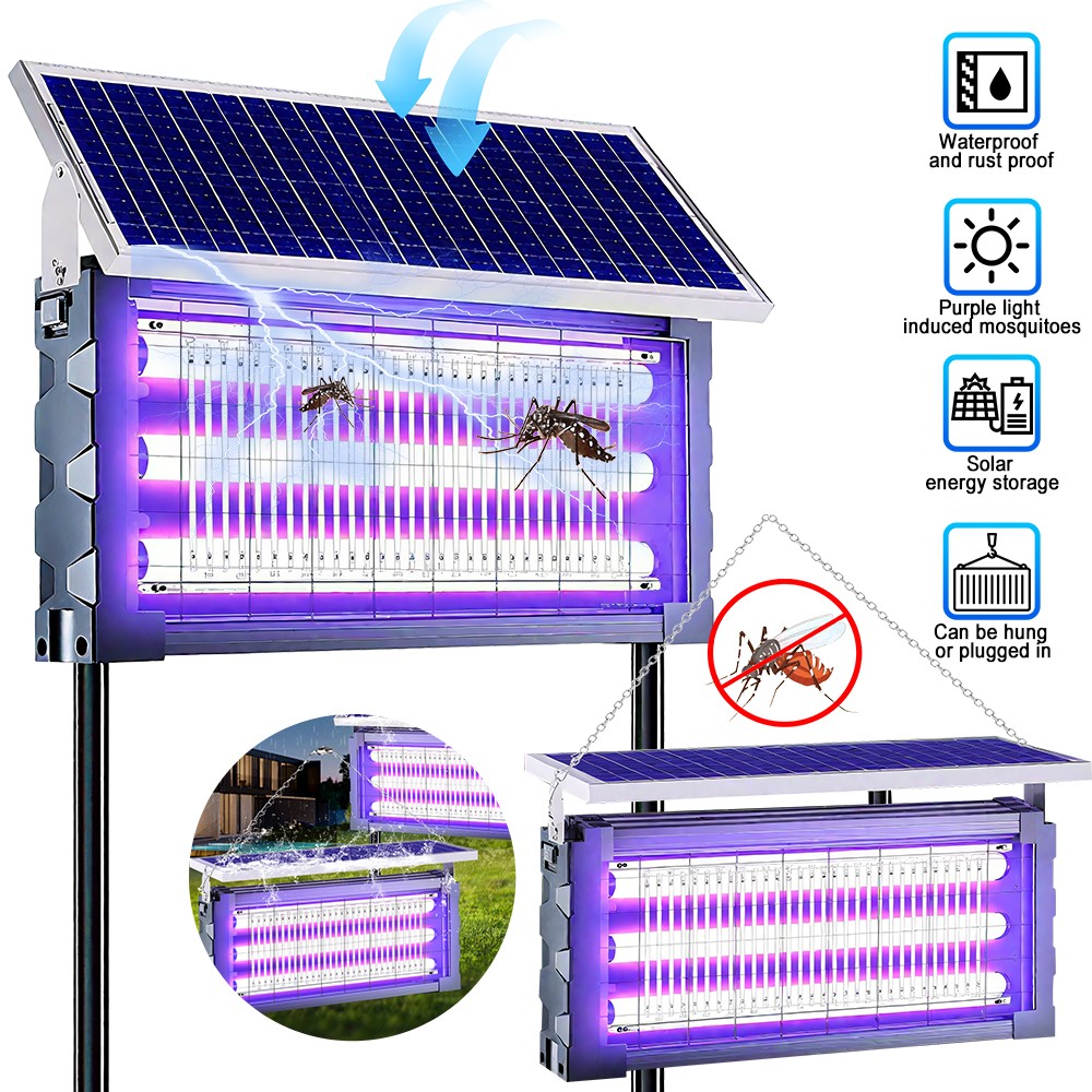 4500V Solar Bug Zapper Outdoor Fly Trap Insect Zappers 4000mAh for Patio Home
