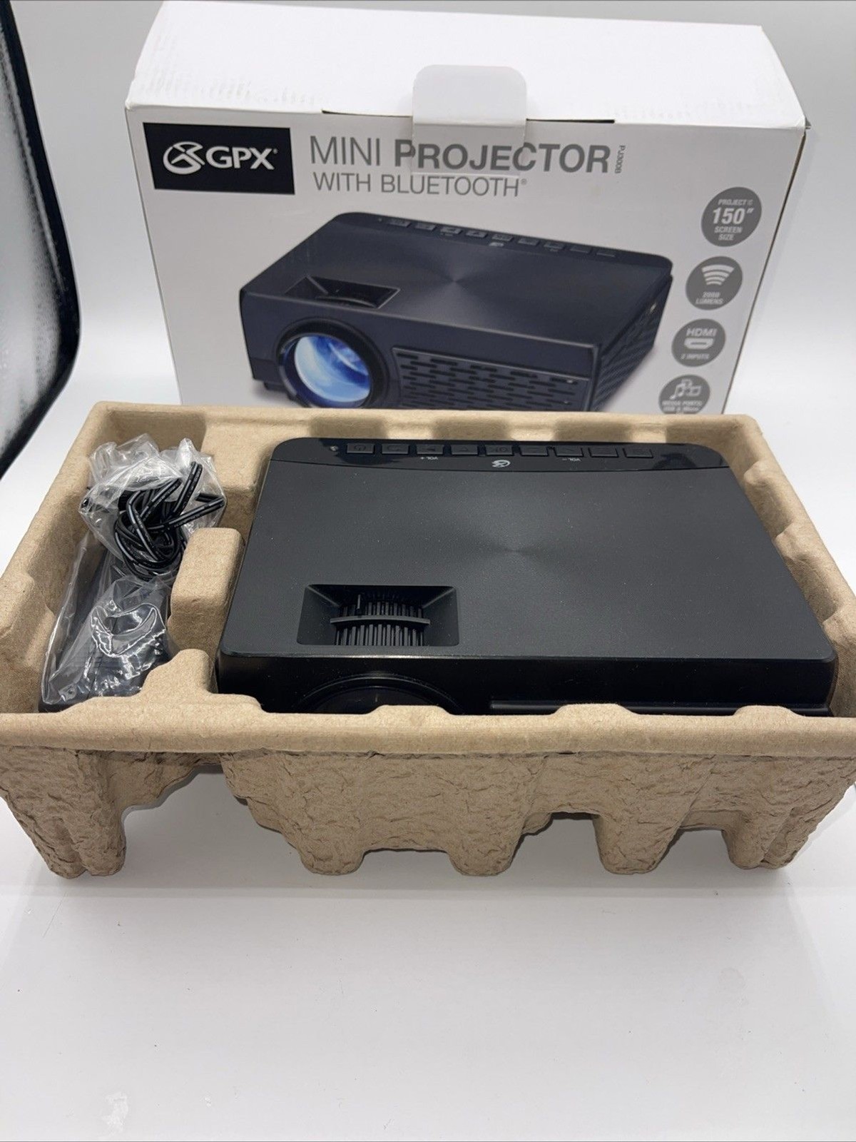 GPX Mini Projector PJ300B With Bluetooth - BLACK Open Box