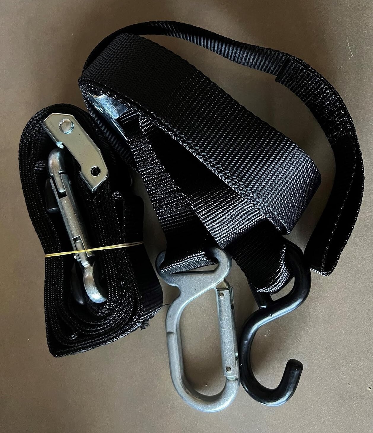 SRT Heavy-Duty 1-1/2" Soft Loop Carabiner Tie Downs Black Motorycle ATV UTV PWC