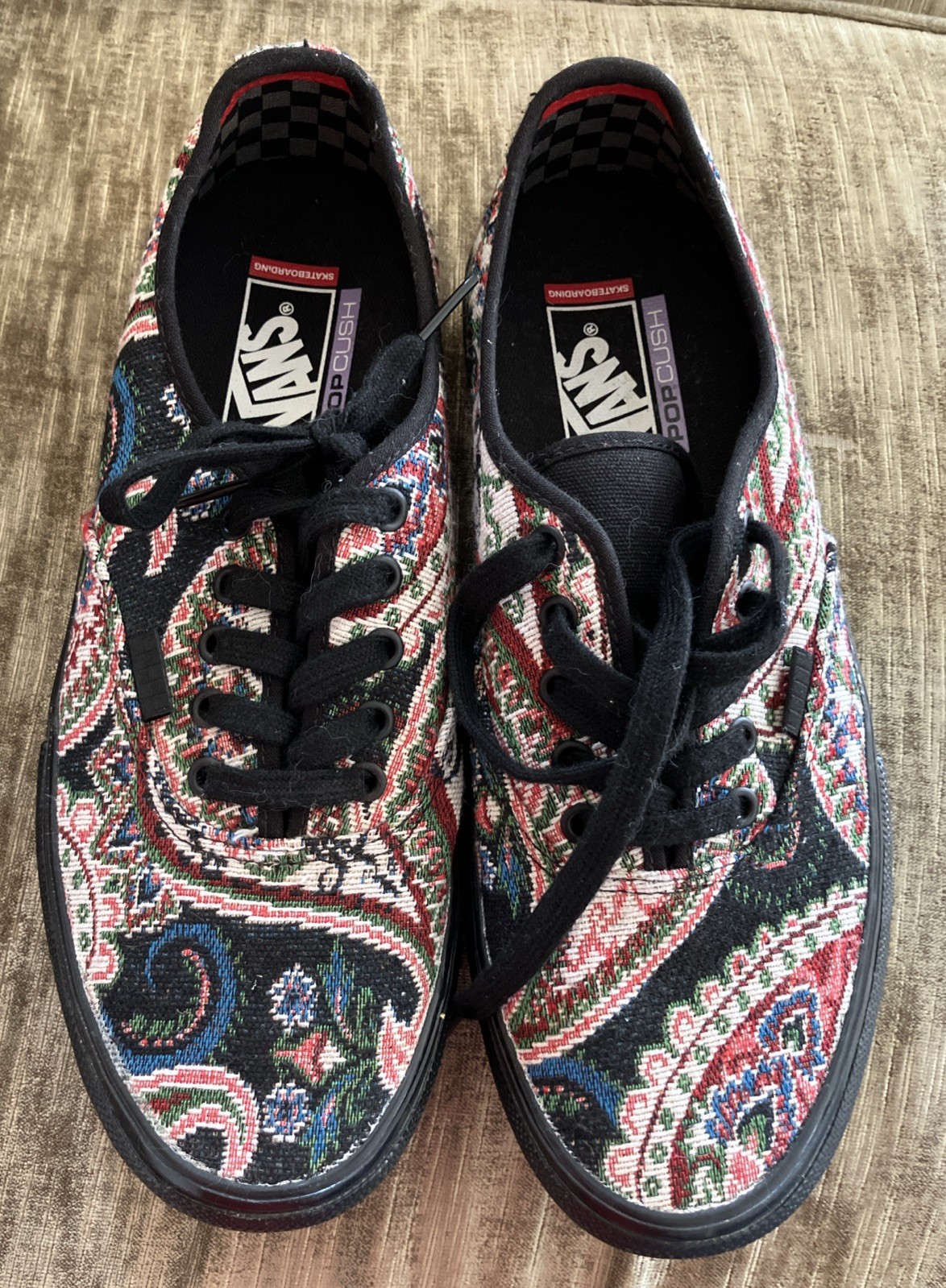 New VANS CLASSIC SKATESHOE PAISLEY TAPESTRY BLACK MENS SIZE 10