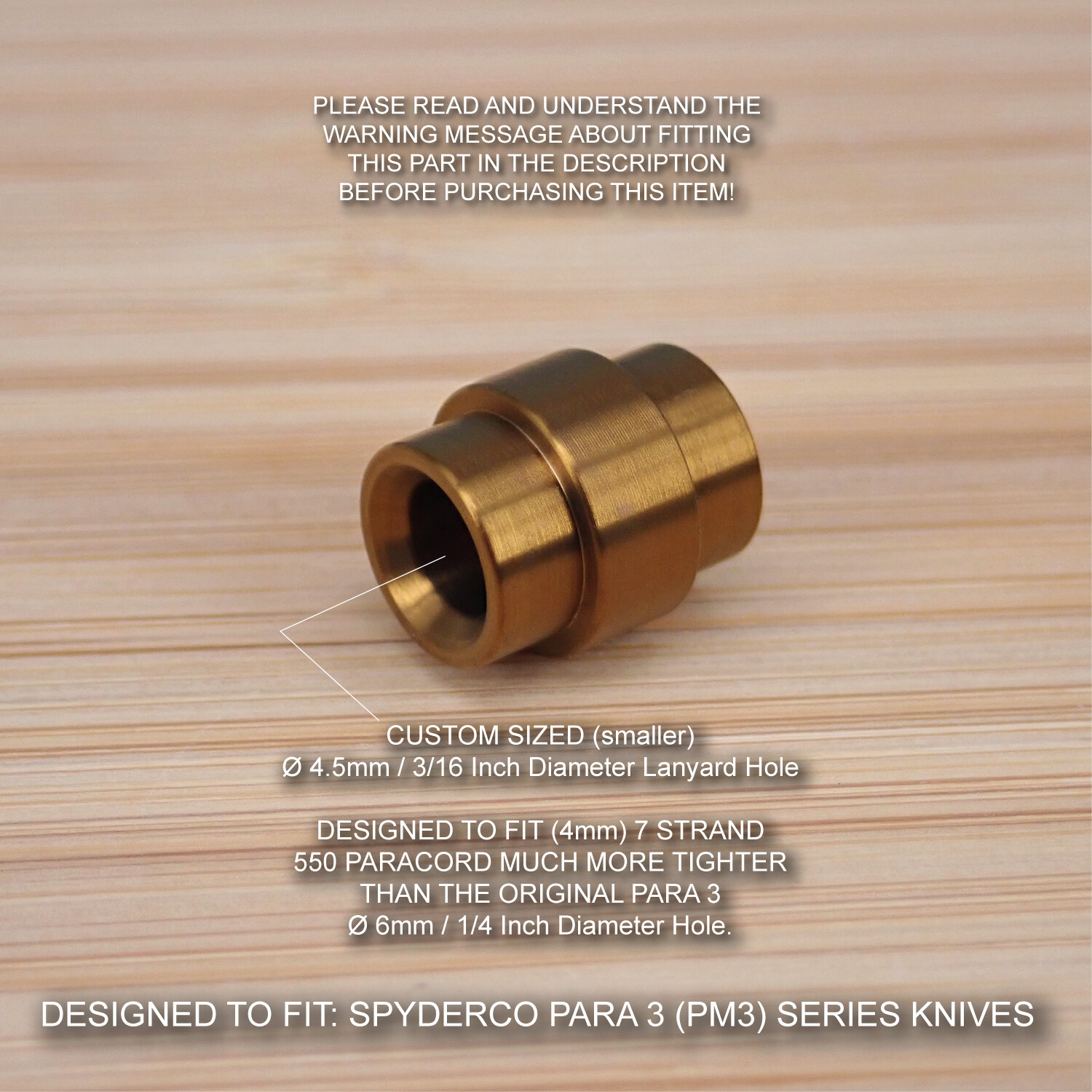 Spyderco Paramilitary Para 3 PM3 Titanium Stop Pin Standoff Lanyard Tube BRONZE
