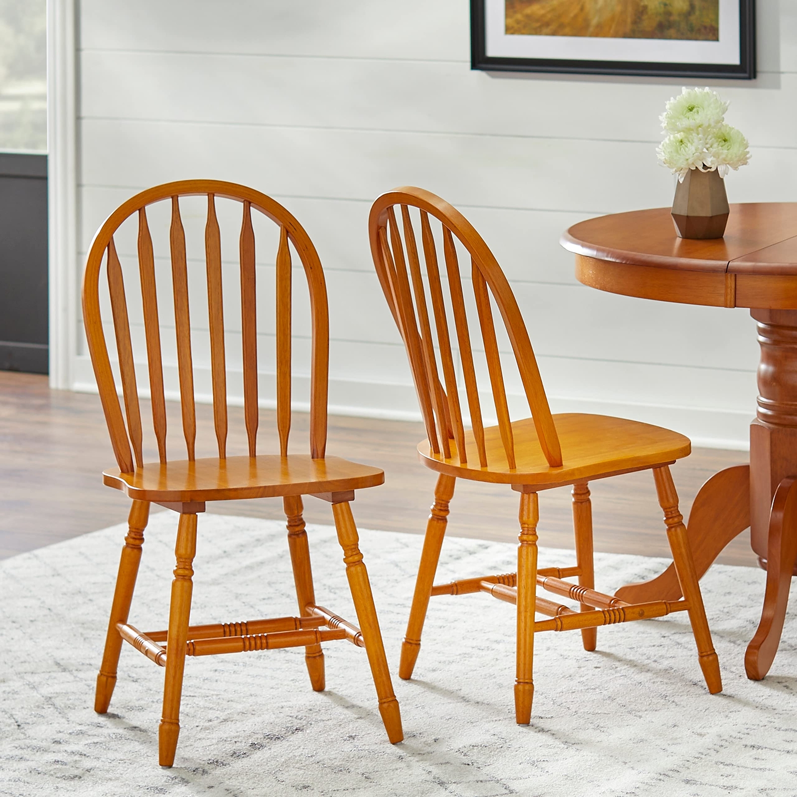 Simple Living Carolina Windsor Solid Wood Dining Chairs (Set of 2) Black/Natural