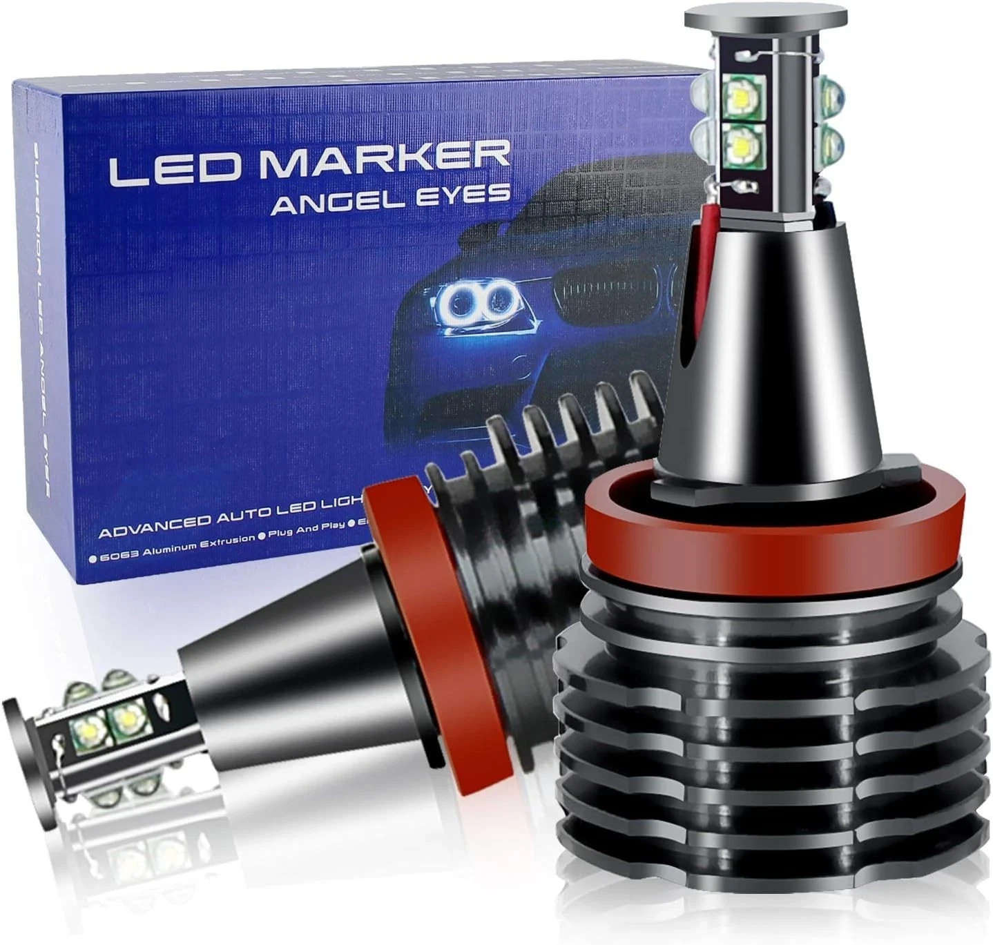 LED Angel Eyes Halo Bulb Light Compatible For E60 E61 E63 E64 E70 E90 H8-8SMD