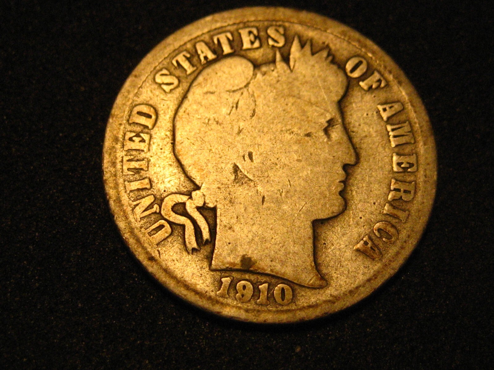 1910-D 90% Silver Barber Dime Good ^^^^^
