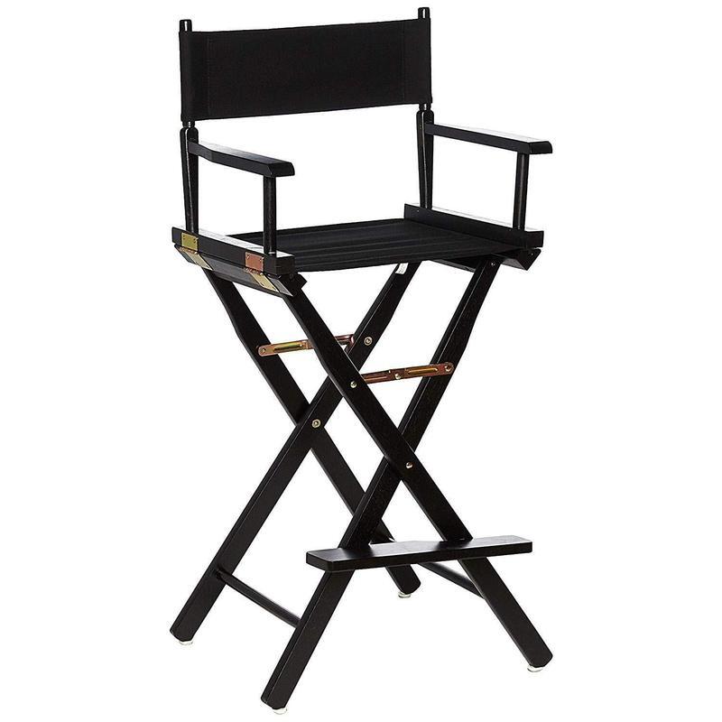 30 Inch Director Chair Solid Wood Folding Portable Events Schools Comfort Black