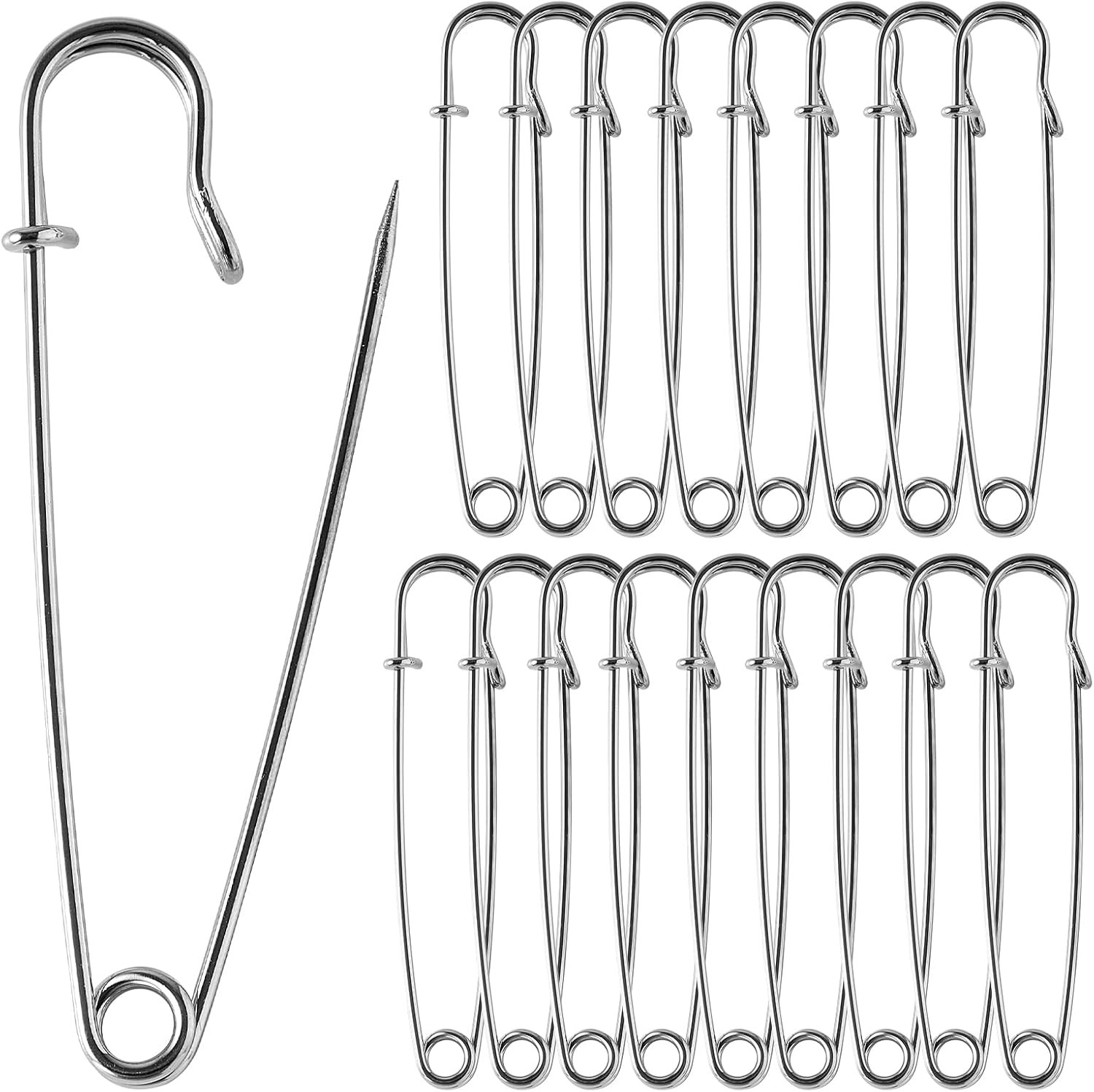 20 Pack Large Safety Pins, 4" Heavy Duty Blanket Pins for All Kinds of Handicraf