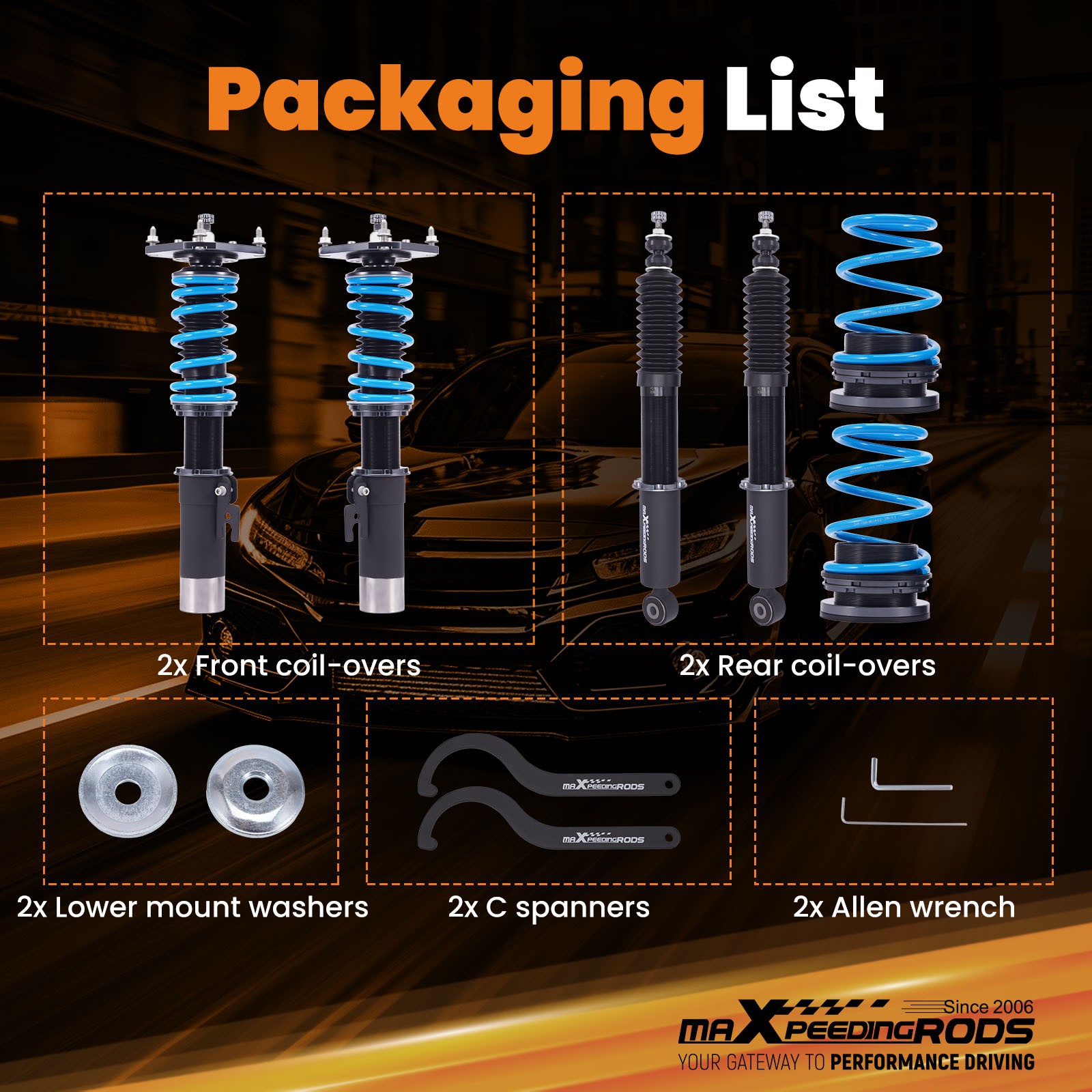 MaXpeedingrods Coilover 24 Ways Damper Struts For Mazda RX-7 1978-1985 (FB)