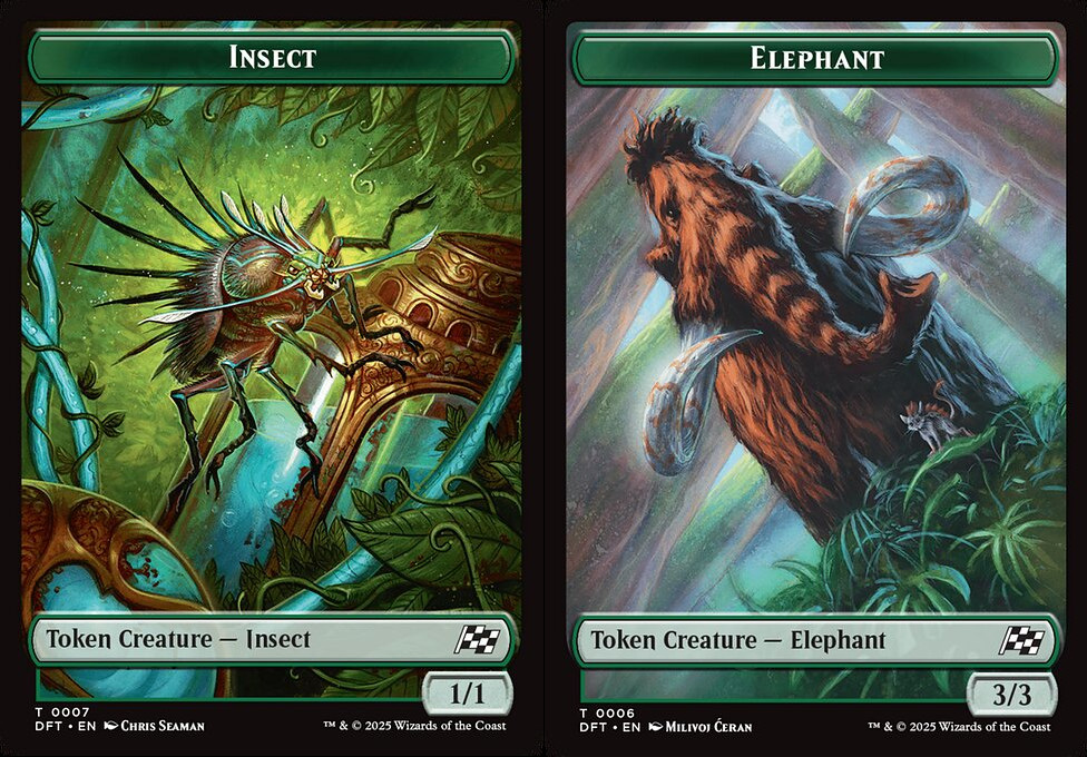 x4 Insect / Elephant TDFT Aetherdrift MTG 7-6 TOKEN M/NM 4x