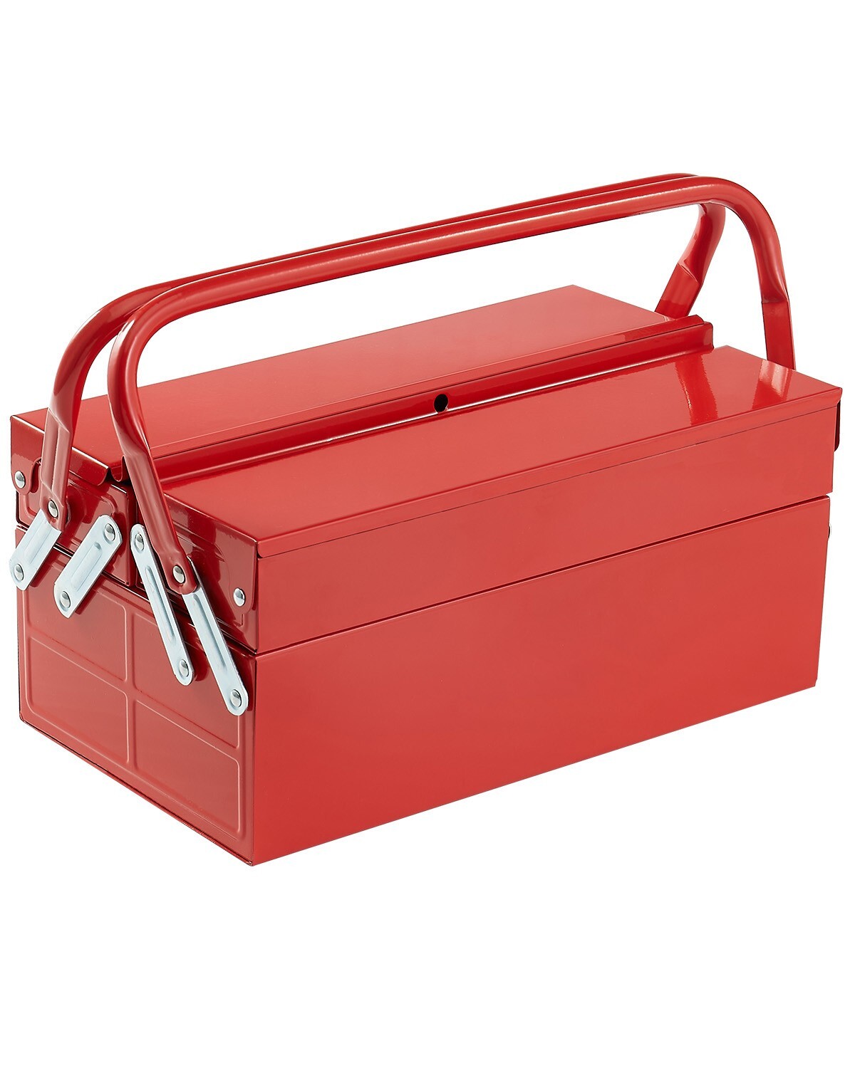 Uimoso Tool Box 14 inch 2 Tier 3 Tray Folding Portable Toolbox with Handle Red