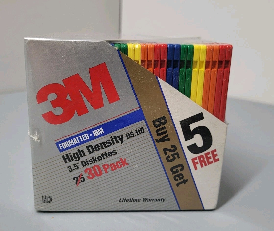 NEW Imation IBM 30 Formatted 1.44MB Rainbow Diskettes Sealed