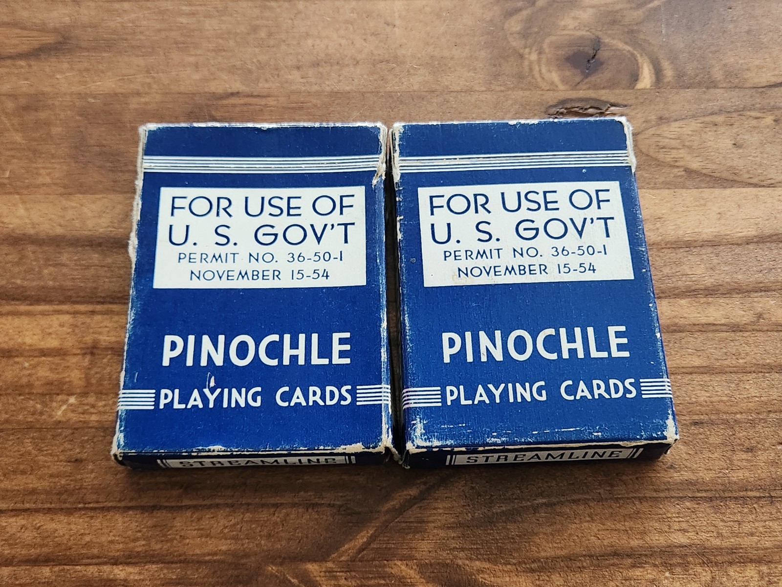 Vintage Set of 2 Pinochle Card Decks 1954 U.S. Government Military -USA
