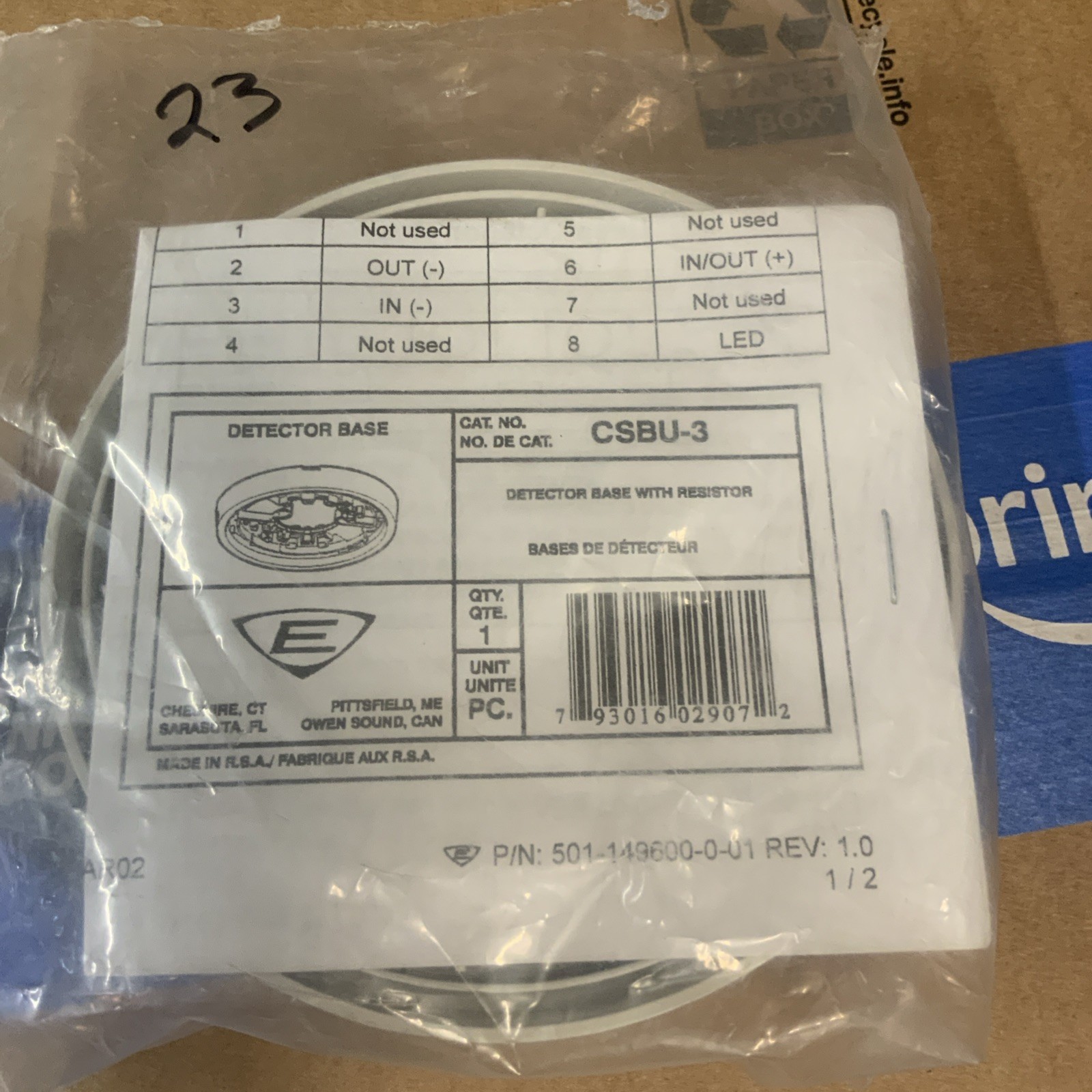 EST CSBU-3 DETECTOR BASE NEW IN PACKAGE