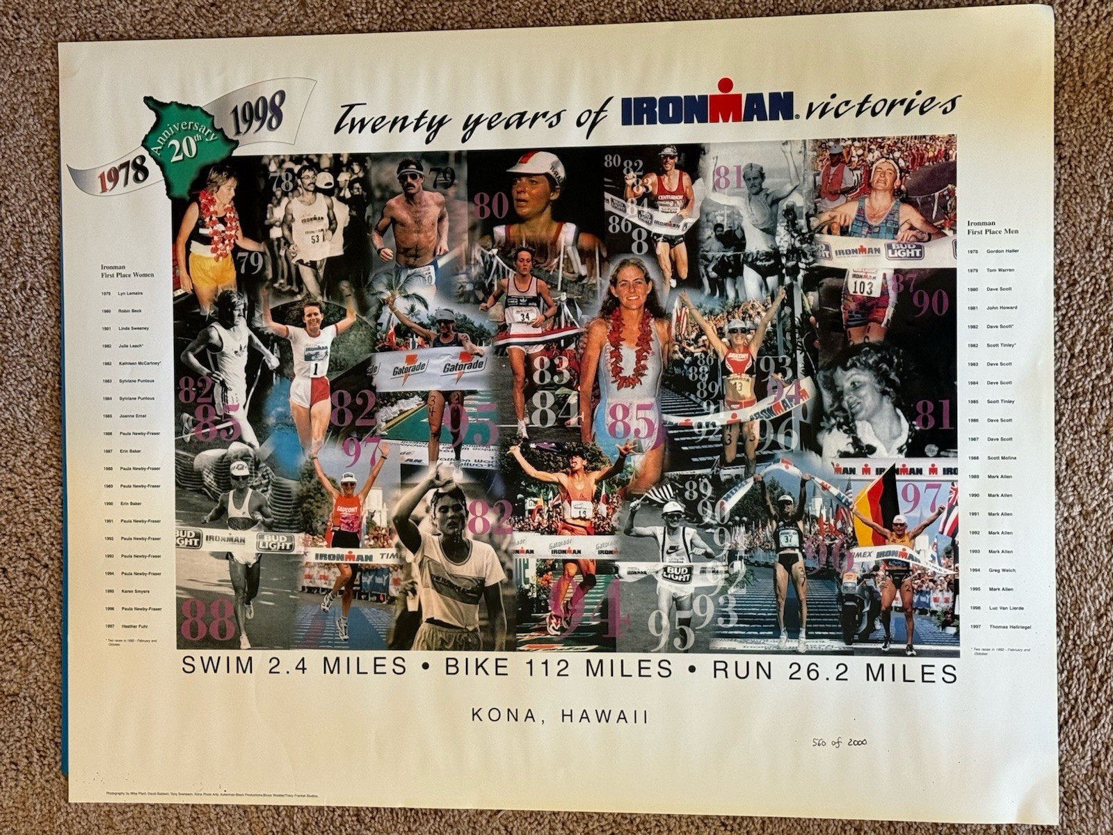 KONA HAWAII WORLD CHAMPIONSHIP IRONMAN TRIATHLON POSTER 1998