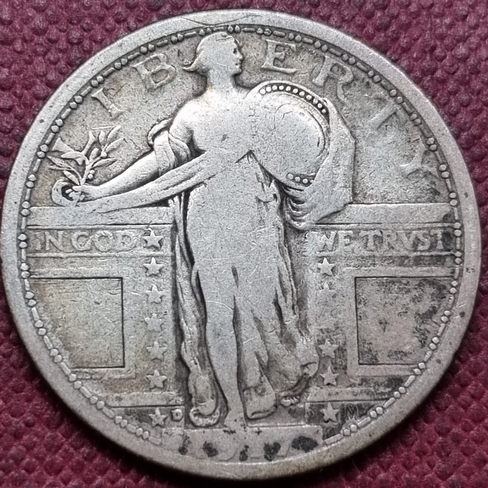 1917 D Standing Liberty Quarter Type 1 25c Circulated #80405
