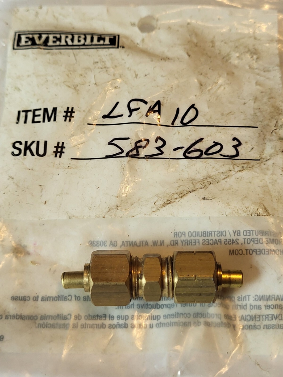 Everbilt Lead-Free 1/4 in. OD Compression Brass Coupling Fitting LFA-10