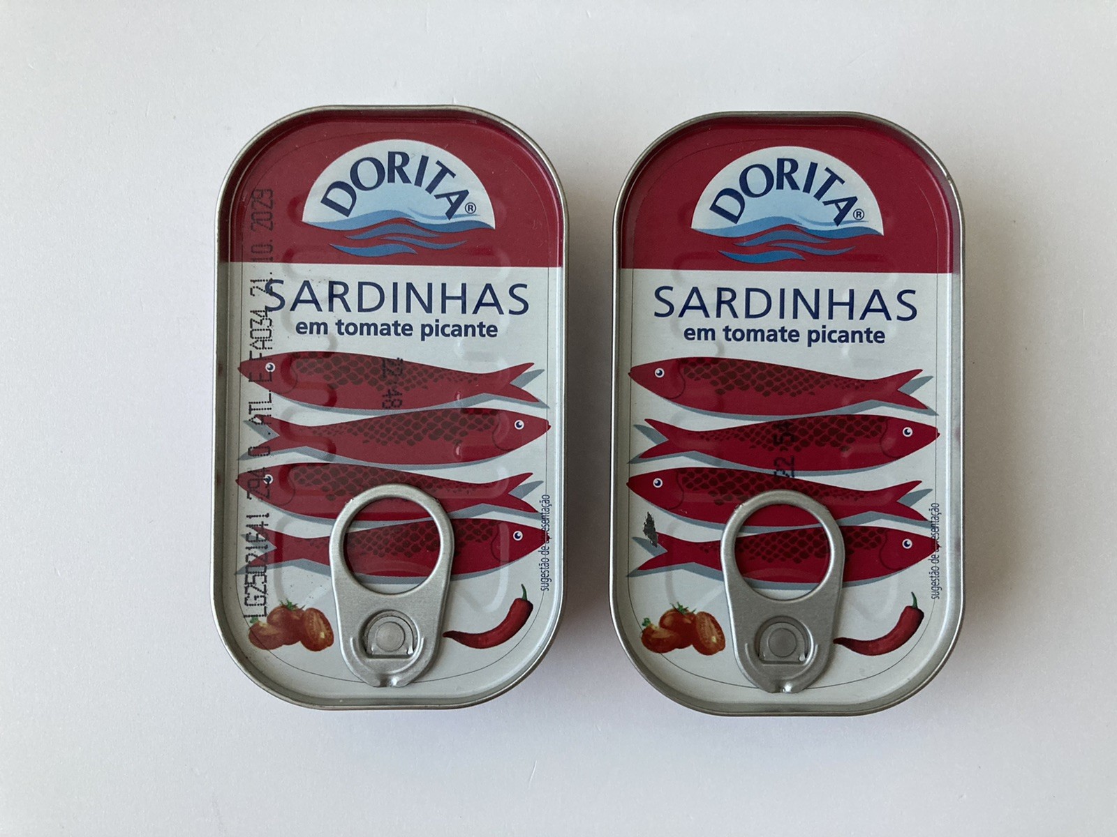 2 Doritas Portugal Sardines Picante Spiced In Tomato Sauce Can Set Lot 10/2029