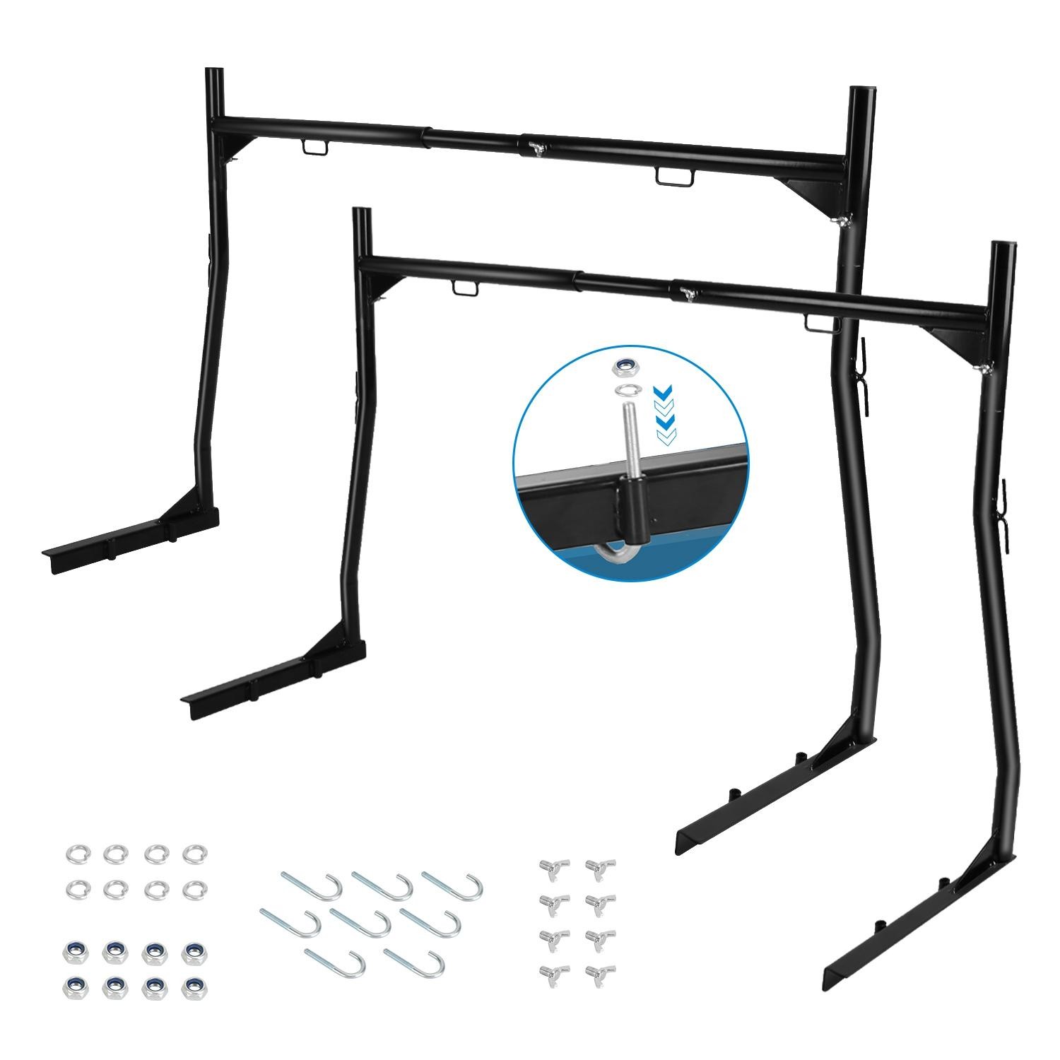 1Pair Extendable Truck Ladder Rack Non-Drilling Pick-up Bed Utility Adjustable T