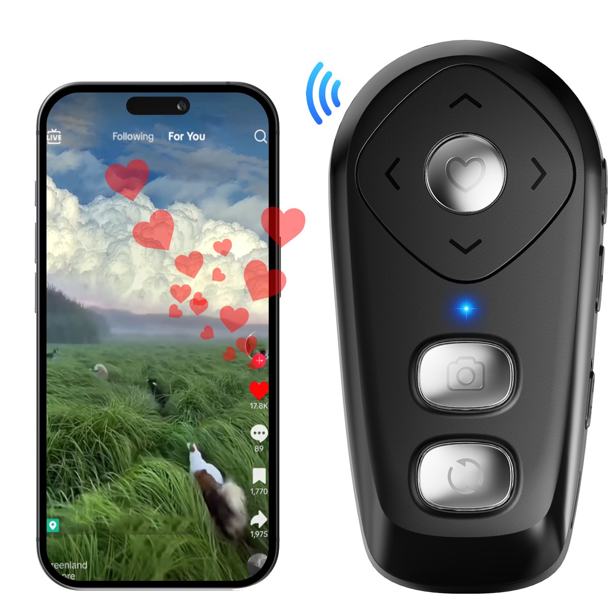 Wireless Camera Remote Control with Zoom for iPhone & Android Versatile Shutter
