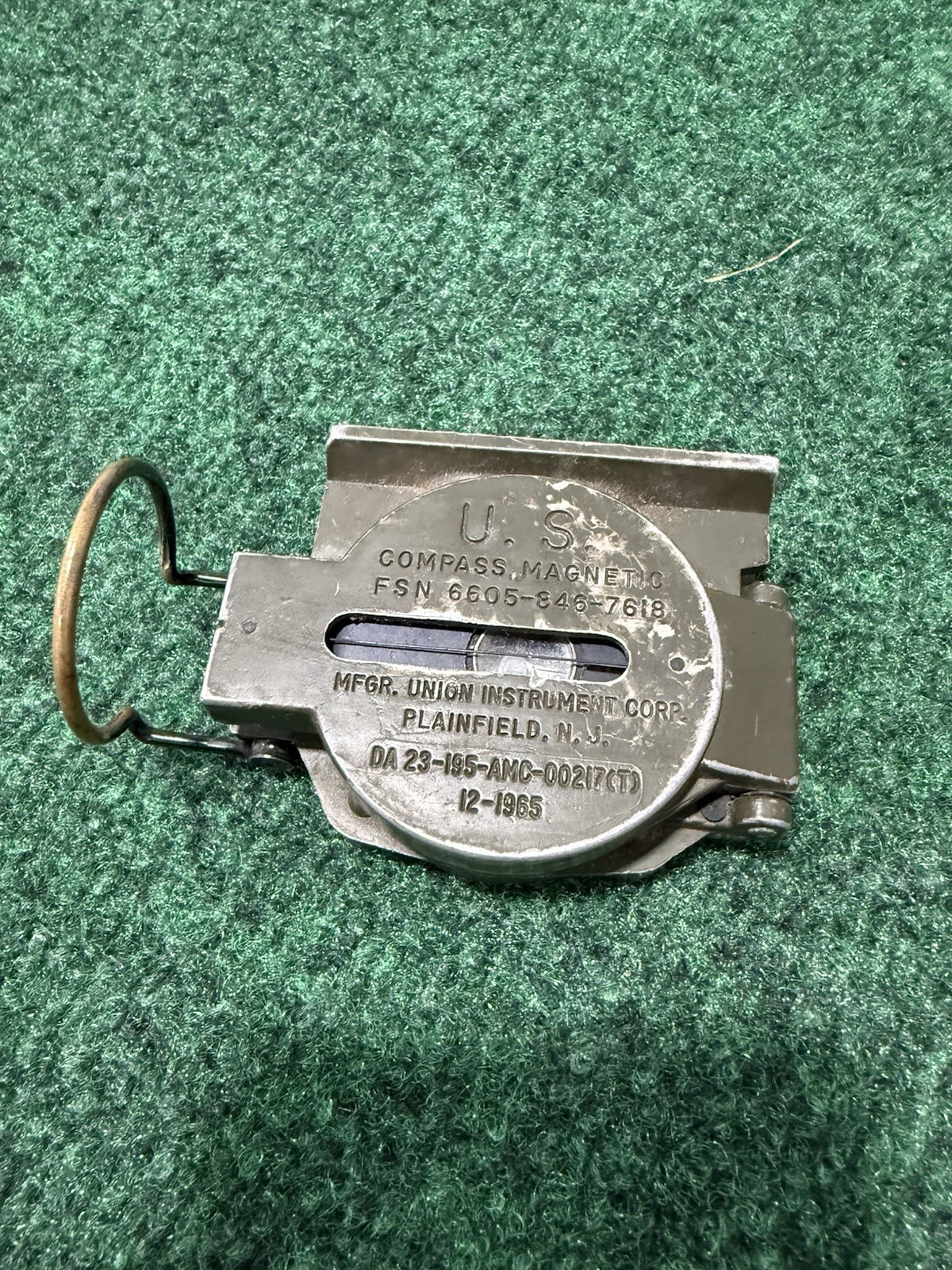 Authentic Vintage US Army Military Compass, Magnetic, Vietnam War Era,  12-1965