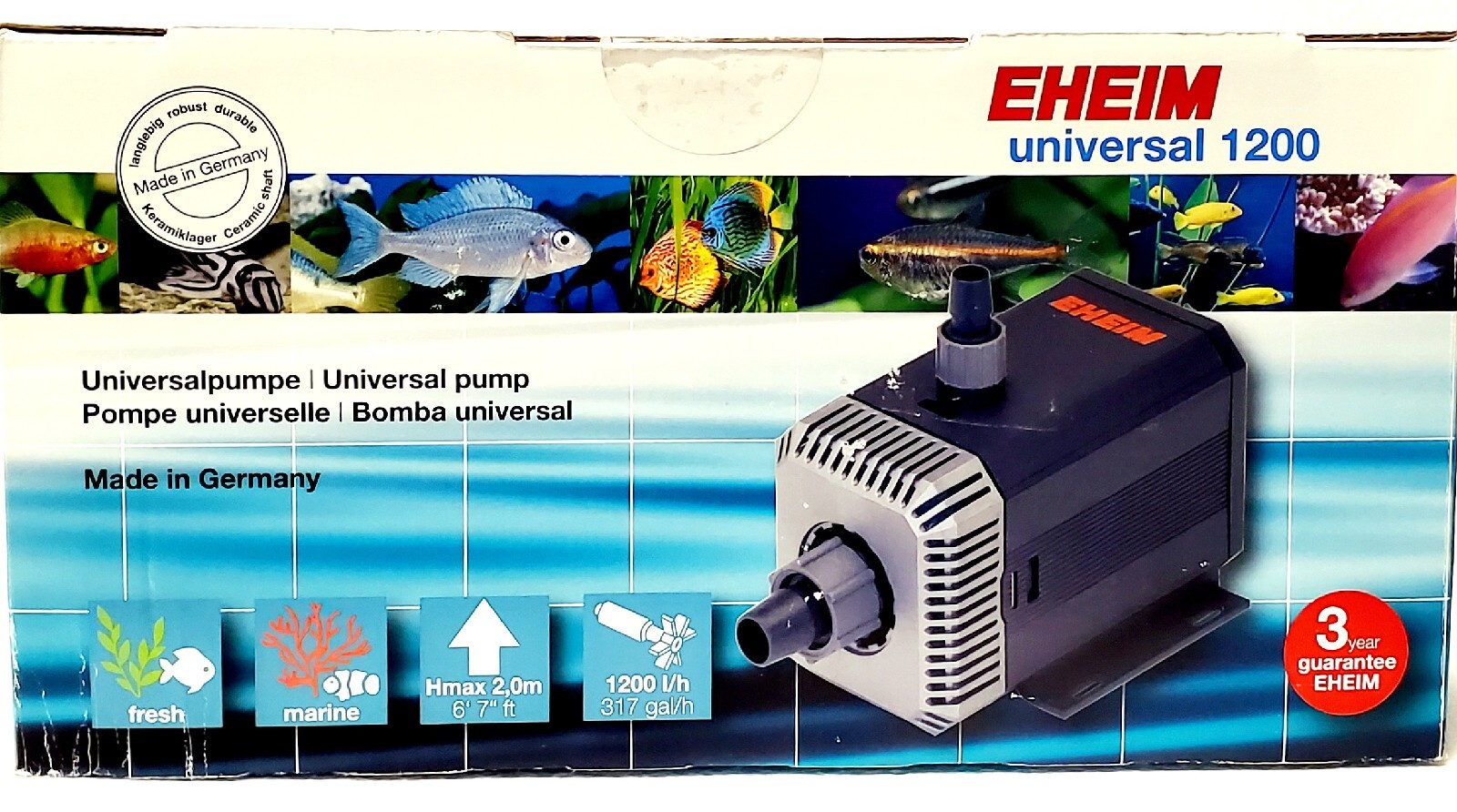 EHEIM Universal 1200 Hobby Water Pump 317 GPH for Aquarium Submersible or Inline
