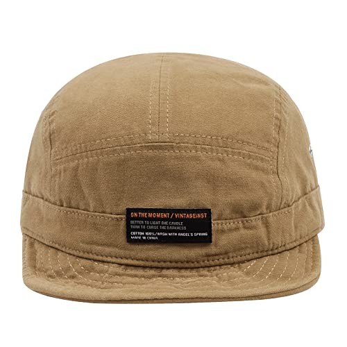 Short Brim Baseball Cap 5 Panel Hat Soft Short Bill One Size Dy09-khaki