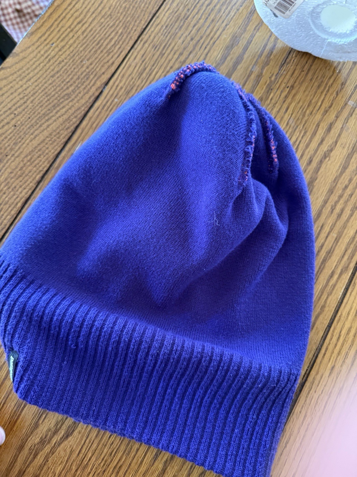 Patagonia Purple & Orange Double Layer Pom Pom Beanie Hat One Size