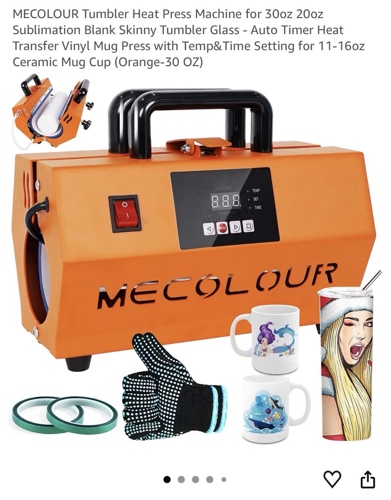 Mecolour Tumbler Mug Heat Press Machine 30 Oz / 20 Oz Heat Transfer Sublimation