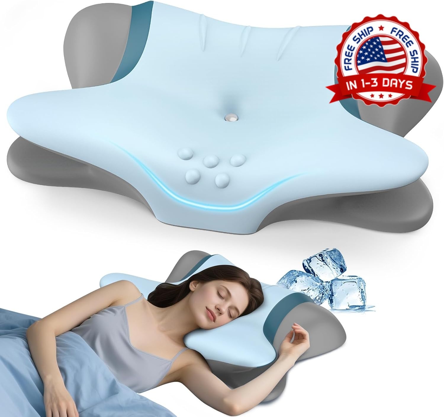 Almohada cervical para cuello hombros espuma viscoelastica ortopedica lado boca