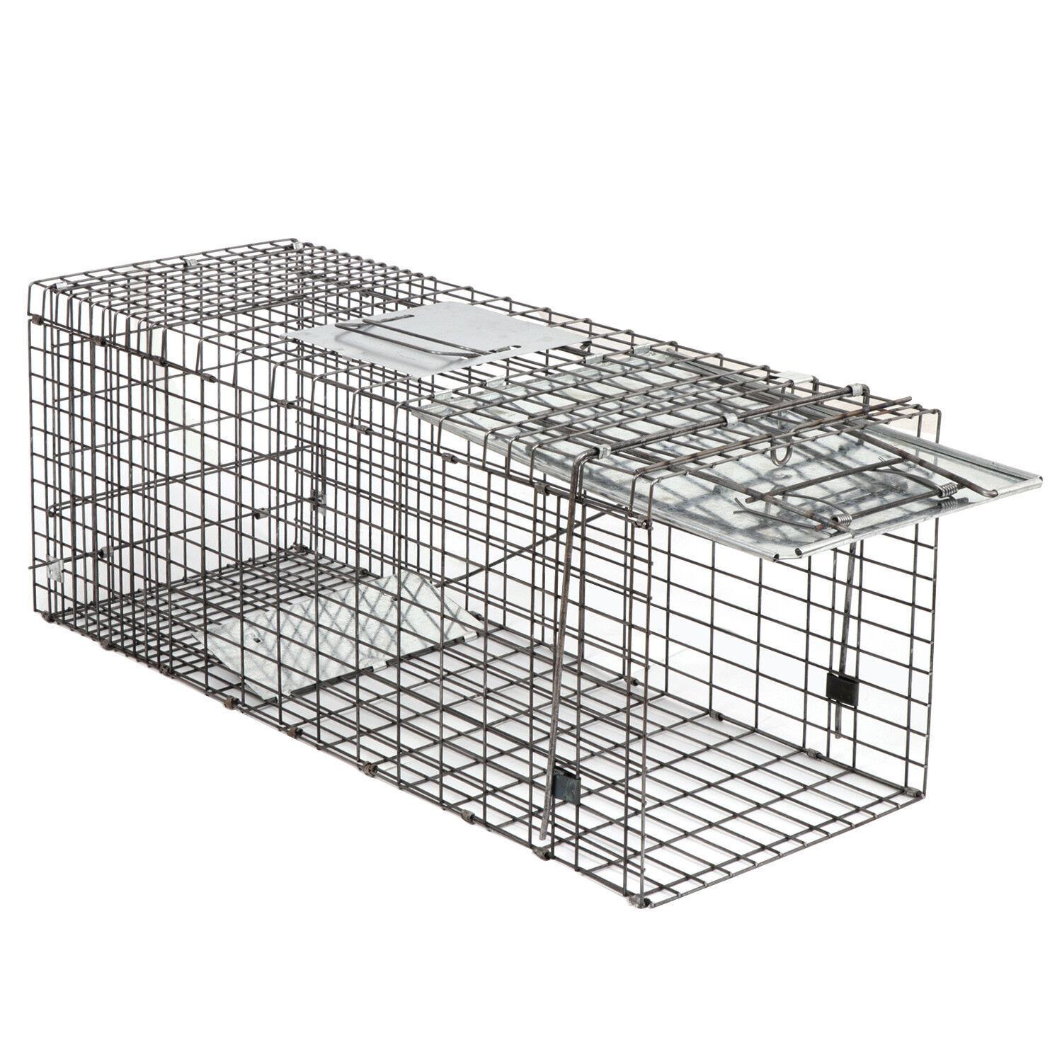 2PCS Humane Catch Release 32" Live Animal Trap for Raccoons Cats w/Iron Door