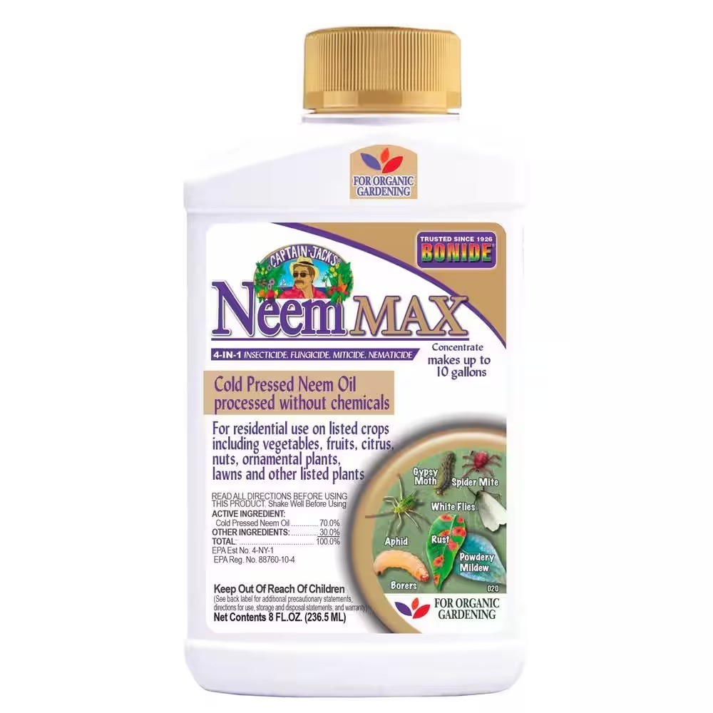 Bonide Captain Jack's Neem Max, 8 oz. 4-in-1 Concentrated Cold Pressed Neem Oil