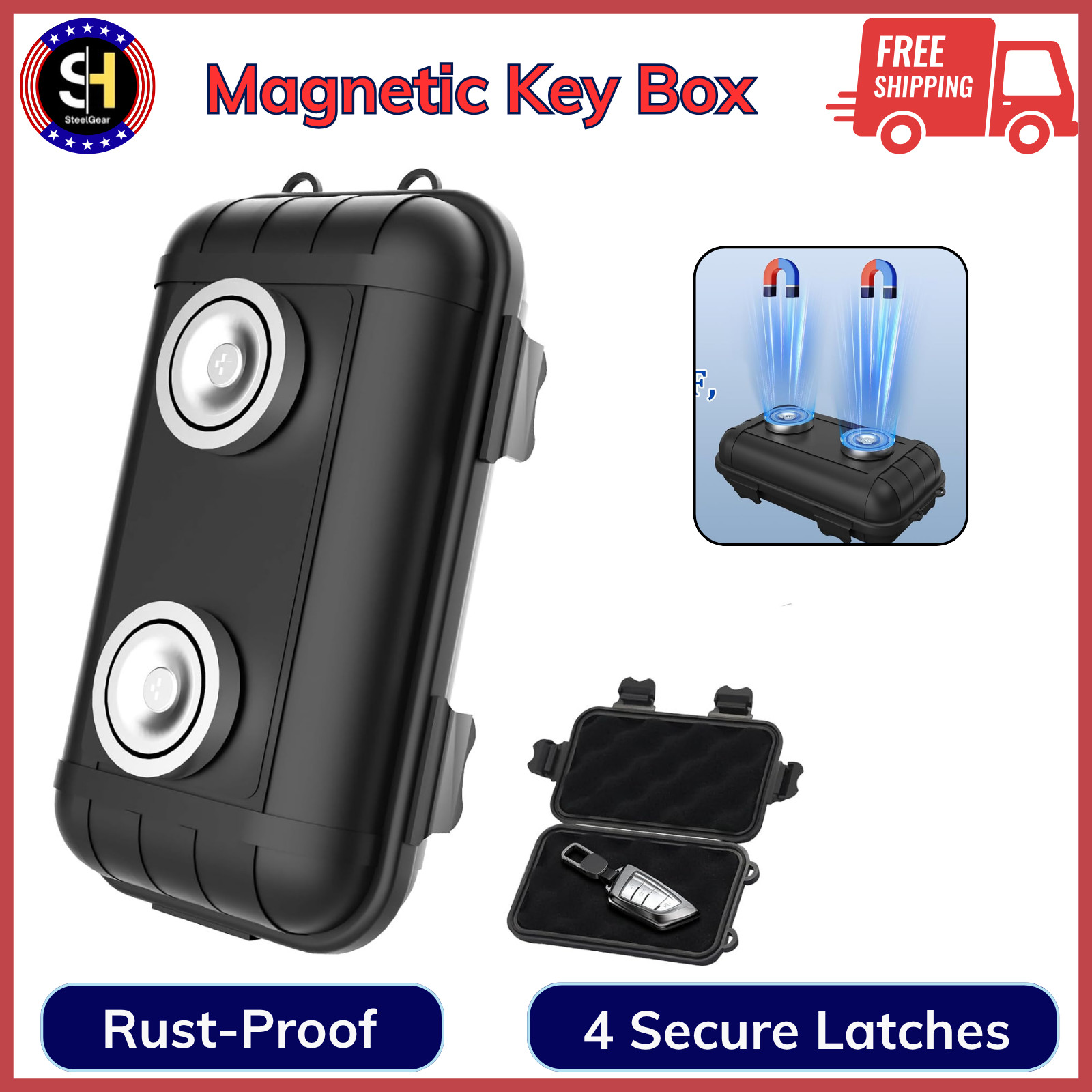 Magnetic Key Box Magnetic Key Holder Under Car Hide Key Magnetic Car Waterproof