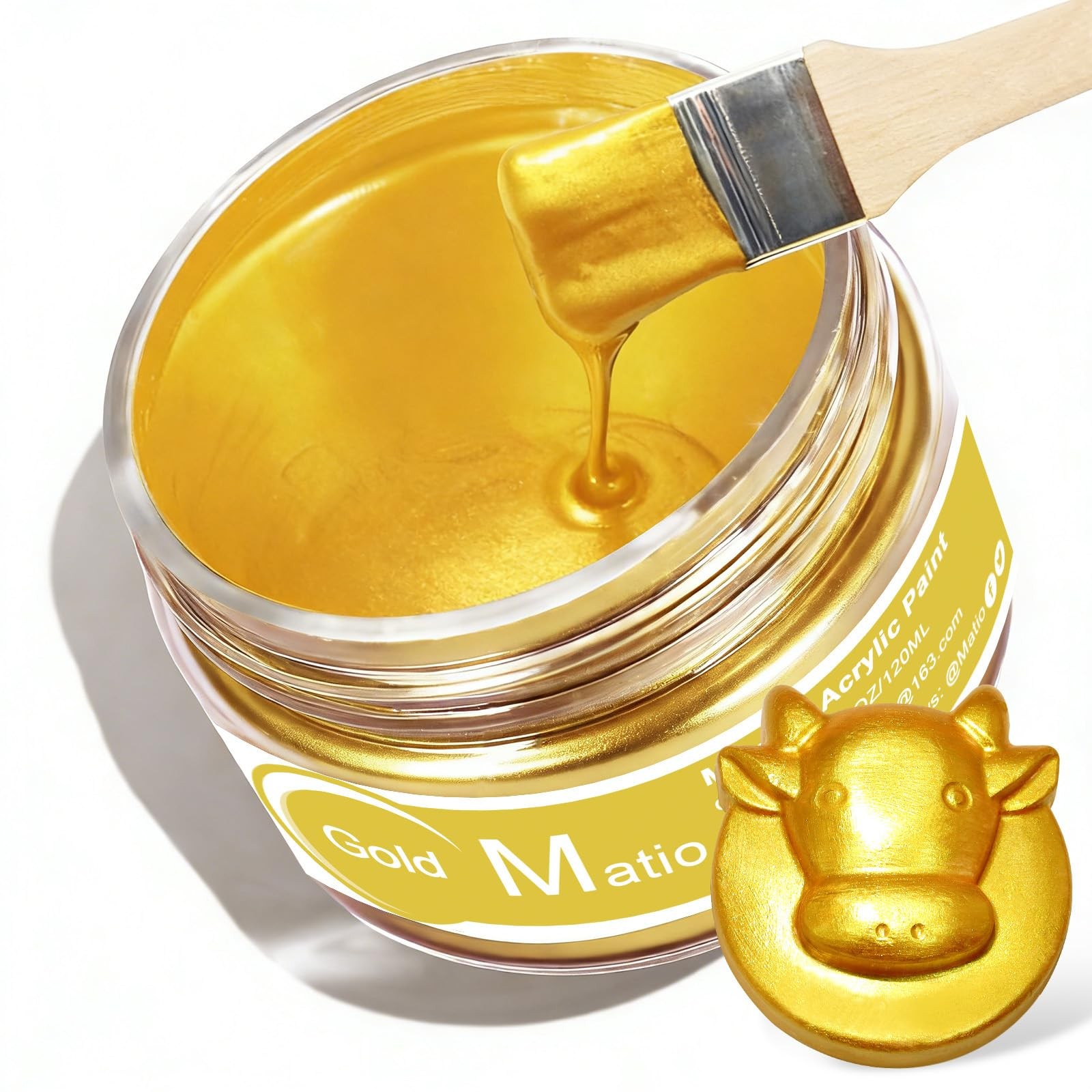 Matio Gold Paint, 120ML Metallic Liquid Leaf 120ML, Bright
