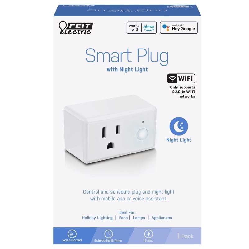 Feit Smart Home Residential Plastic Extension Smart-Enabled Plug with Nite Light