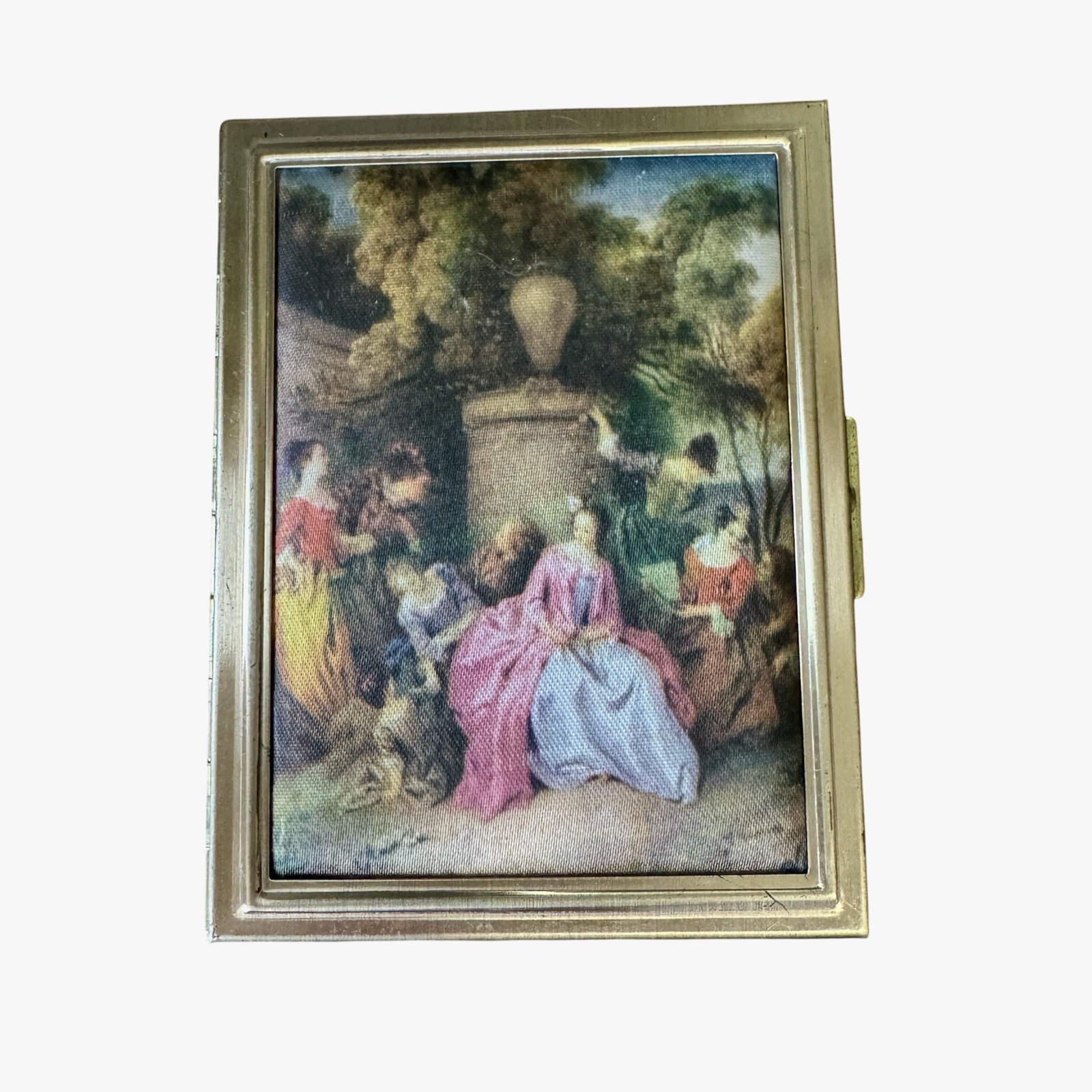 Vintage Metal Foldout Photo Compact Case