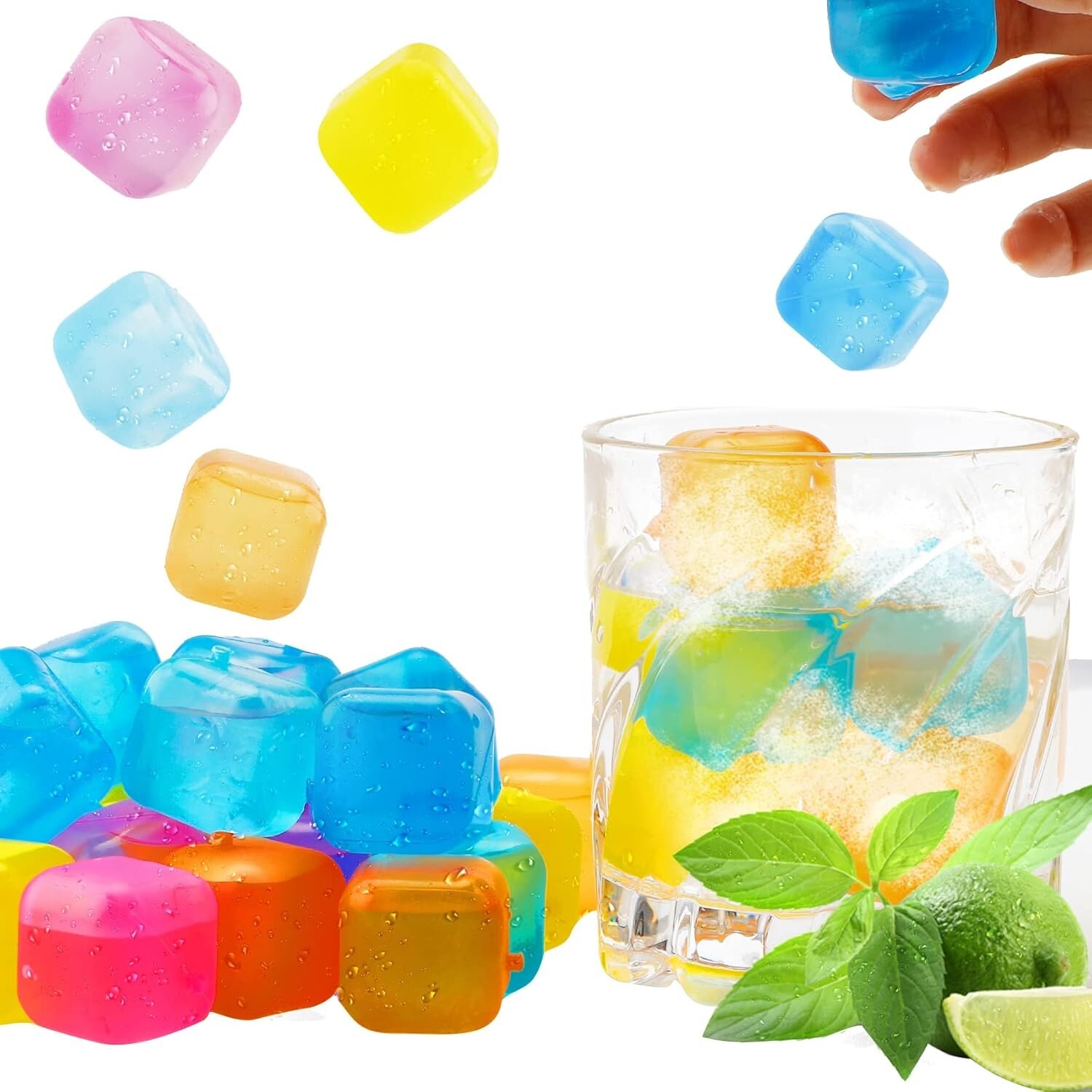 20 PCS Reusable Ice Cubes Colorful Refreezable Ice Cubes Non-Melting Ice Cubes