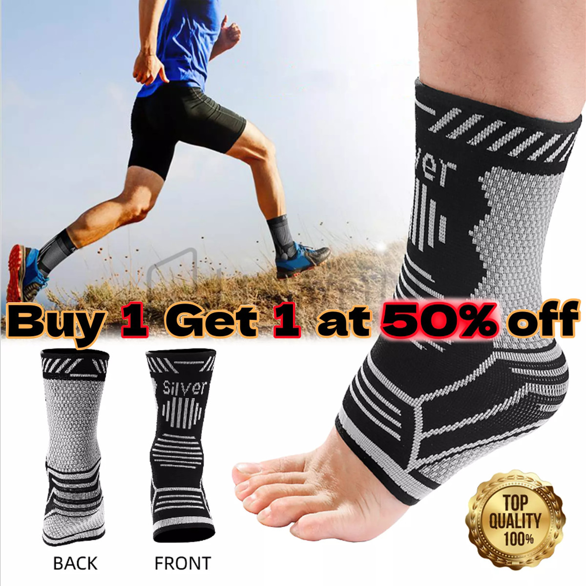 Ankle Brace Support Compression Sleeve Plantar Fasciitis Pain Relief Foot Wrap