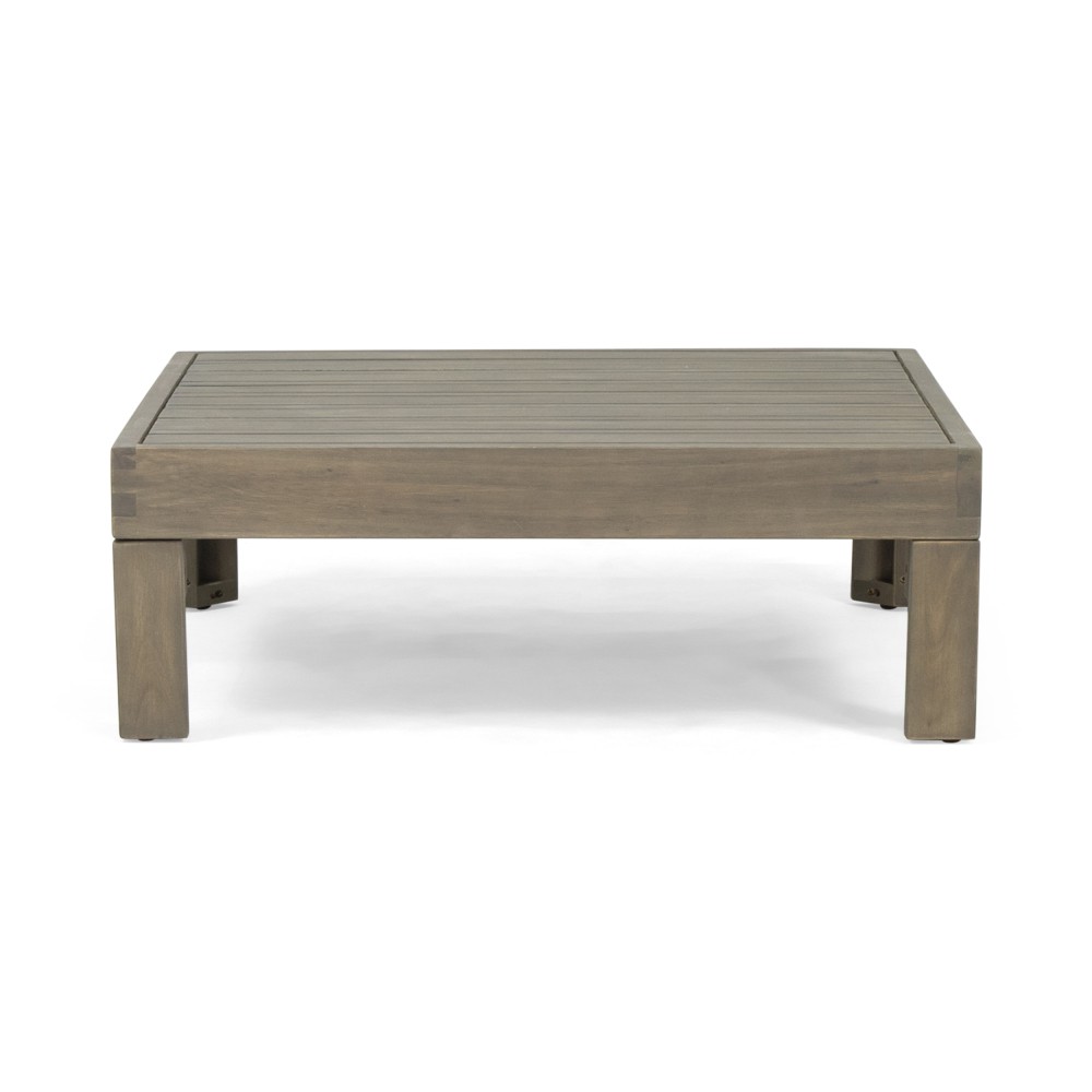 3-Piece Loveseat Set w/ Coffee Table for Porch, Acacia Wood Frame, White