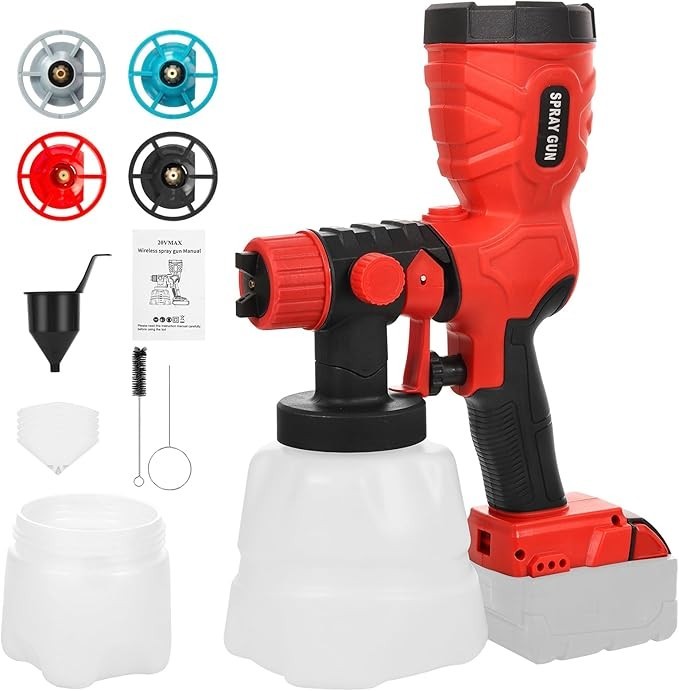 Paint Sprayer for Milwaukee M18 18V Battery, HVLP Spray Paint Gun with Brushl...
