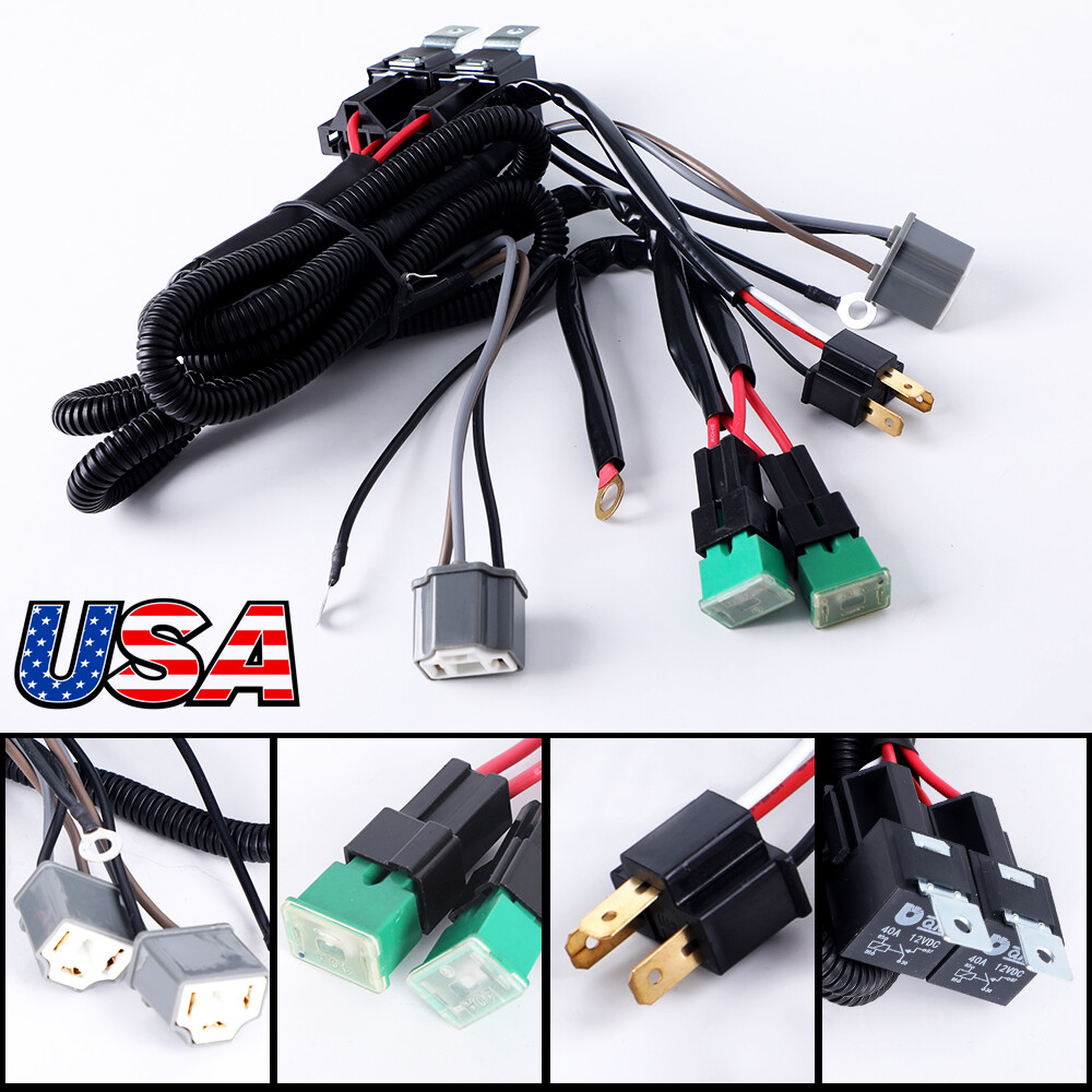 1Set 2 Headlight H4 Wiring H6054 Relay Harness Kit for Toyota Pickup Headlights